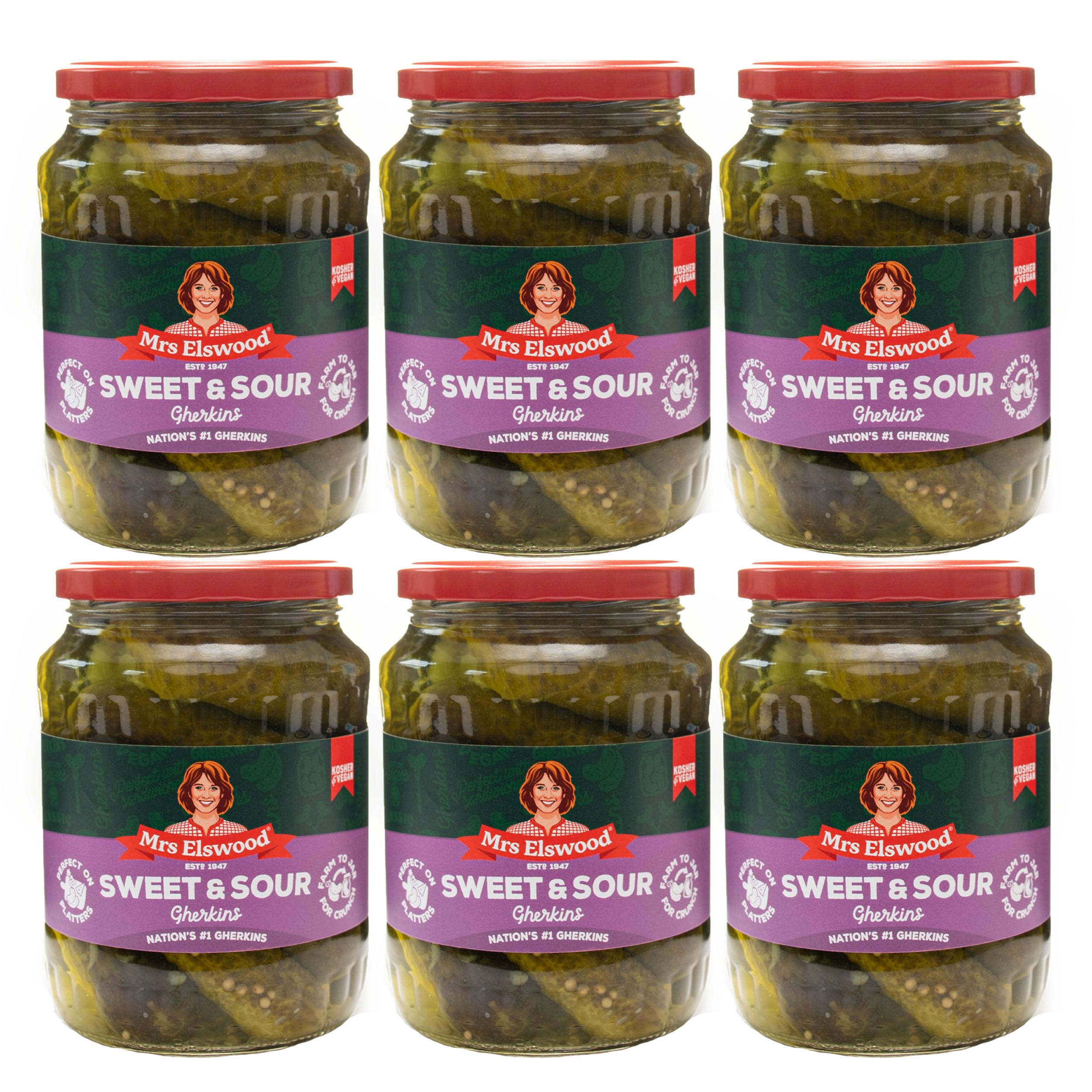 Mrs Elswood Sweet & Sour Gurken (670g) - Packung mit 6