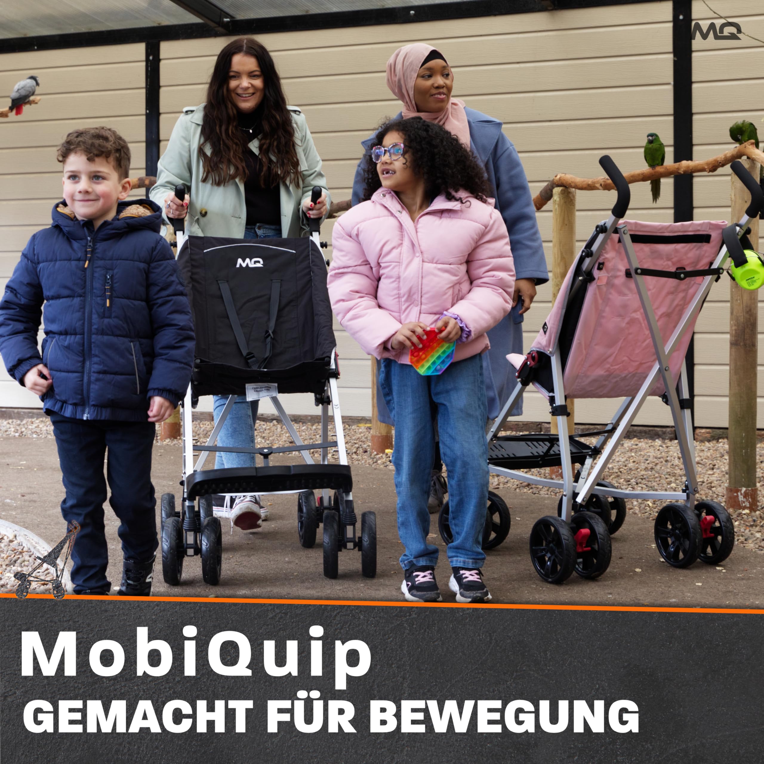 MobiQuip XL Reha-Buggy bis 50 kg Rehabilitations-Kinderwagen für Kinder mit besonderen Bedürfnissen Leichter, faltbarer Aluminiumrahmen Verstellbare Fußstütze 5-Punkt Sicherheitsgurt Sand