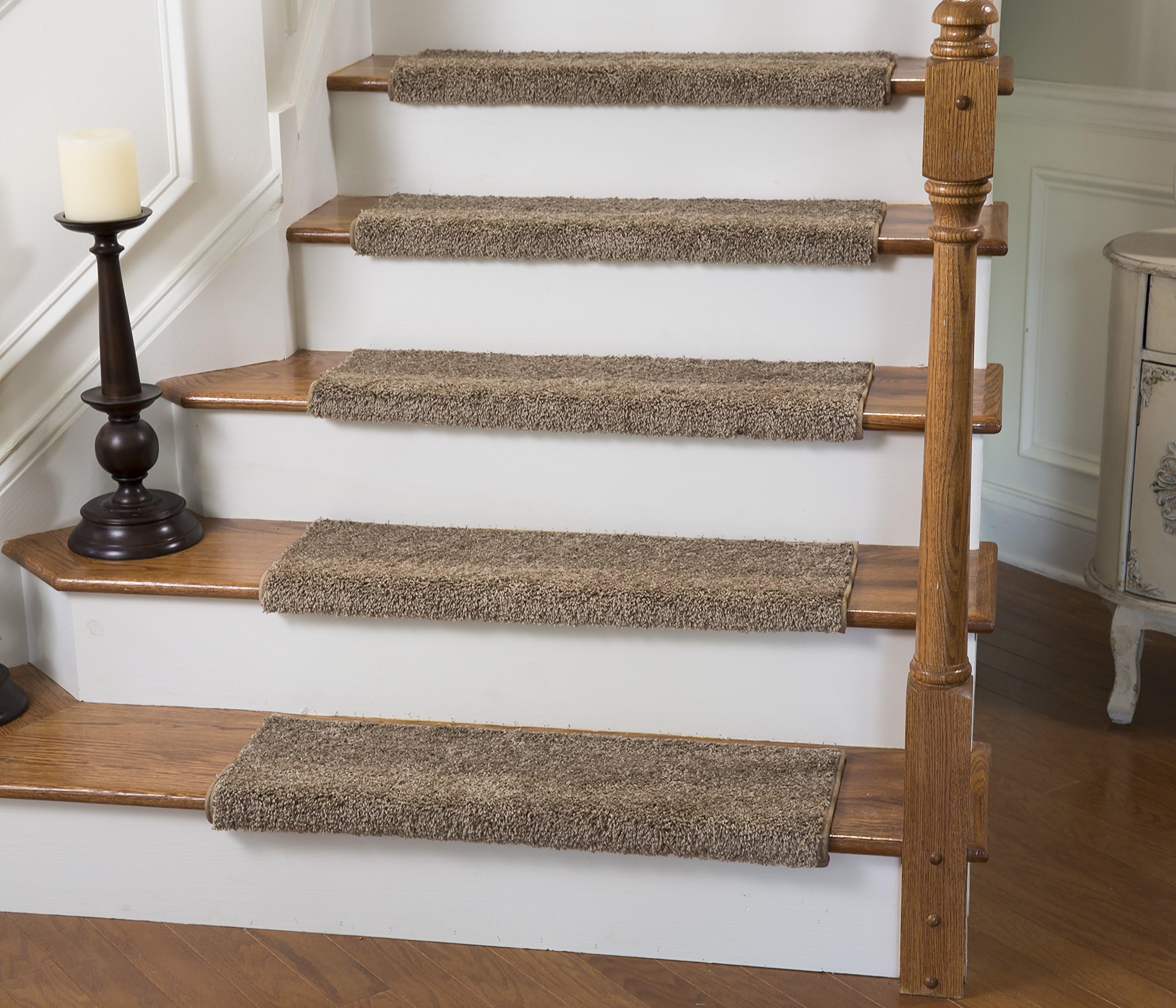 Tread Comfort Caprice Bullnose Carpet Stair Tread with Adhesive Padding, by (Single 27" Wide Tread, Brownstone) TREADS SOLD INDIVIDUALLY