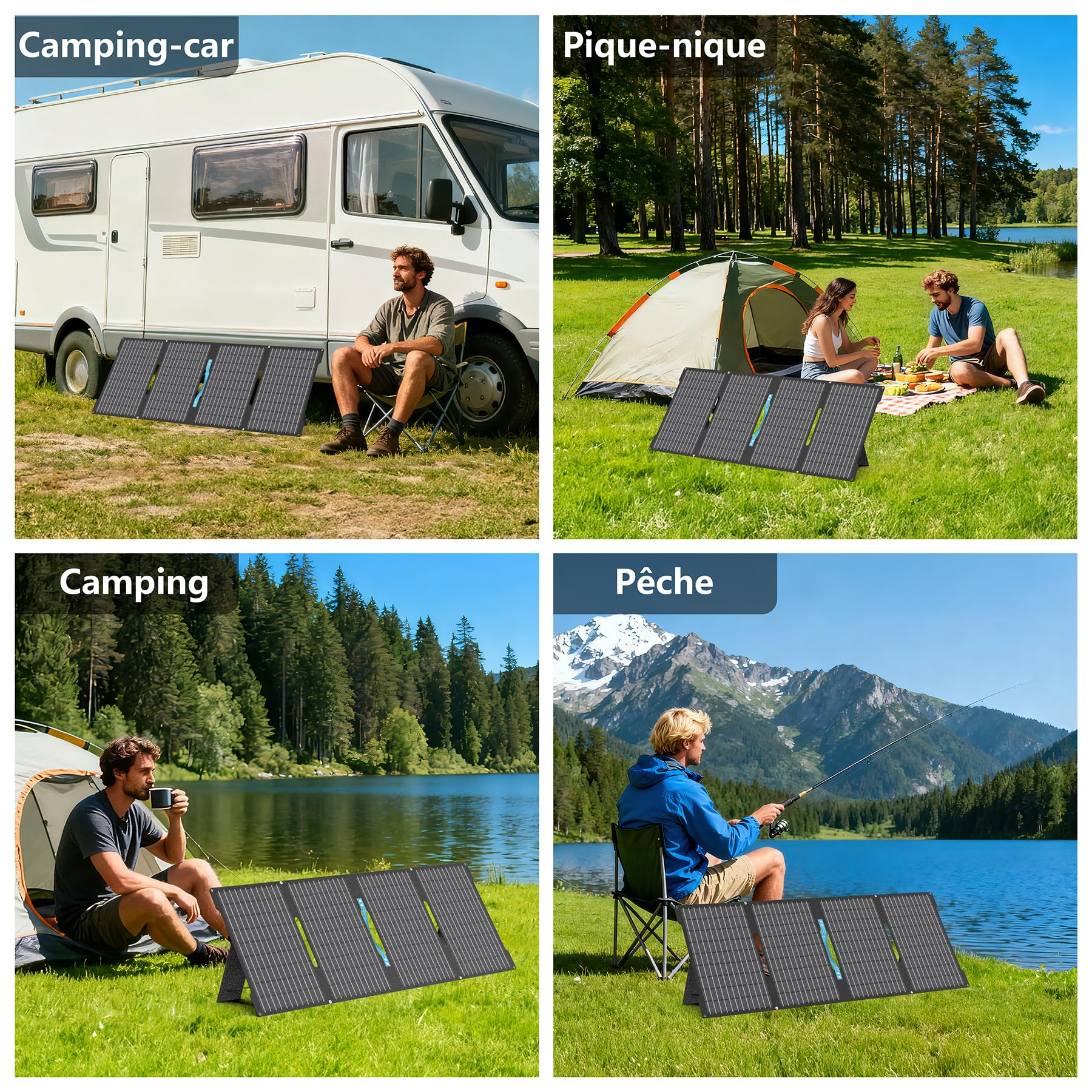 Składana ładowarka solarna 60 W, monokrystaliczna o sprawności 24%, wodoszczelność IP67, 3 wyjścia (USB-C PD, QC3.0, DC) na kemping – kompatybilna z laptopem, powerbankiem, smartfonem