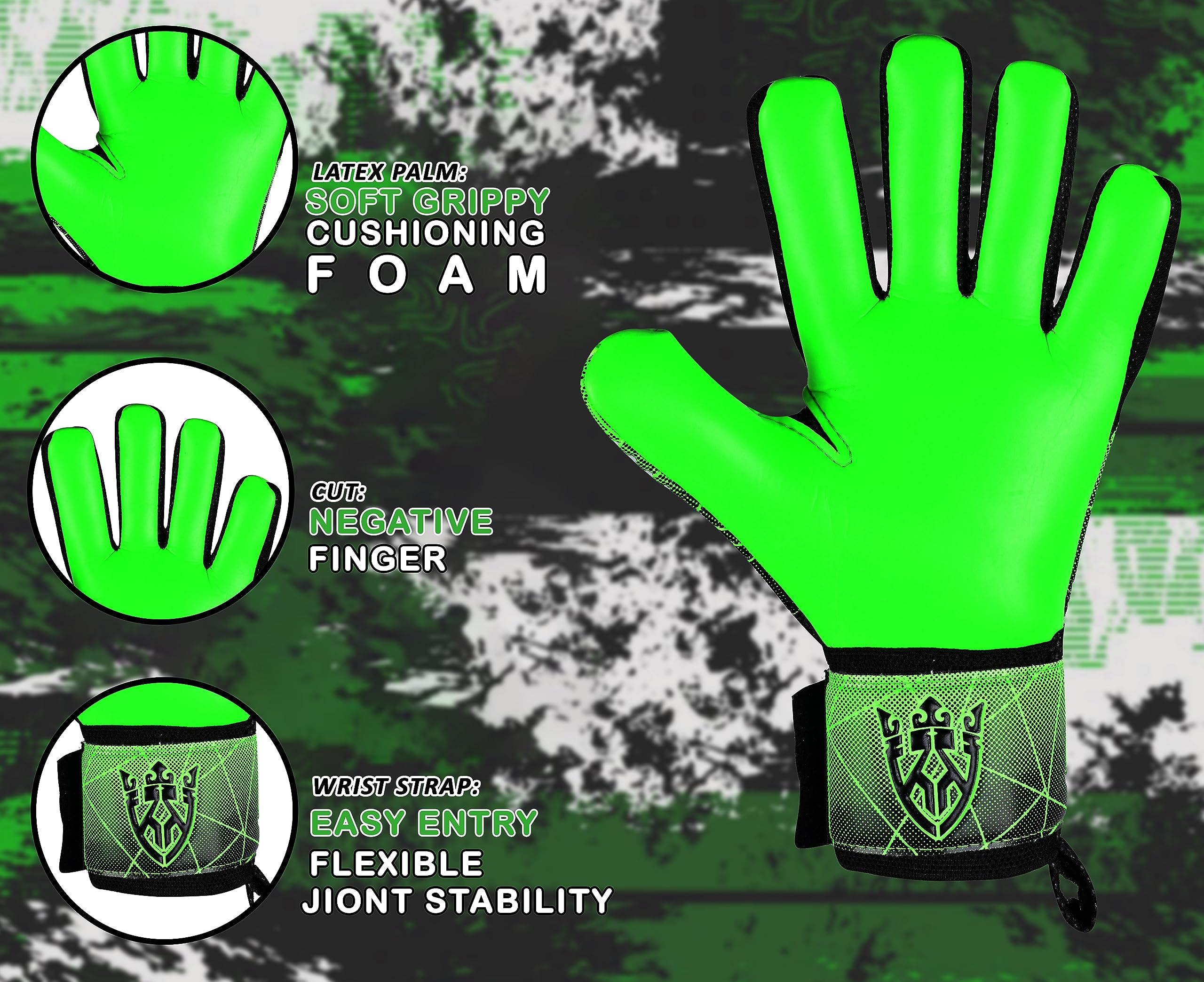 Keeperking - Guanti da portiere per adulti, bambini e adolescenti, con e senza protezione per le dita rimovibile, da 4 mm, unisex,