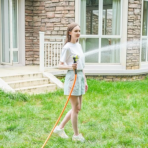 Miniatura 6 de Fevone Manguera de jardín de 35 pies, manguera de agua híbrida ligera, flexible y duradera, conexiones sin fugas