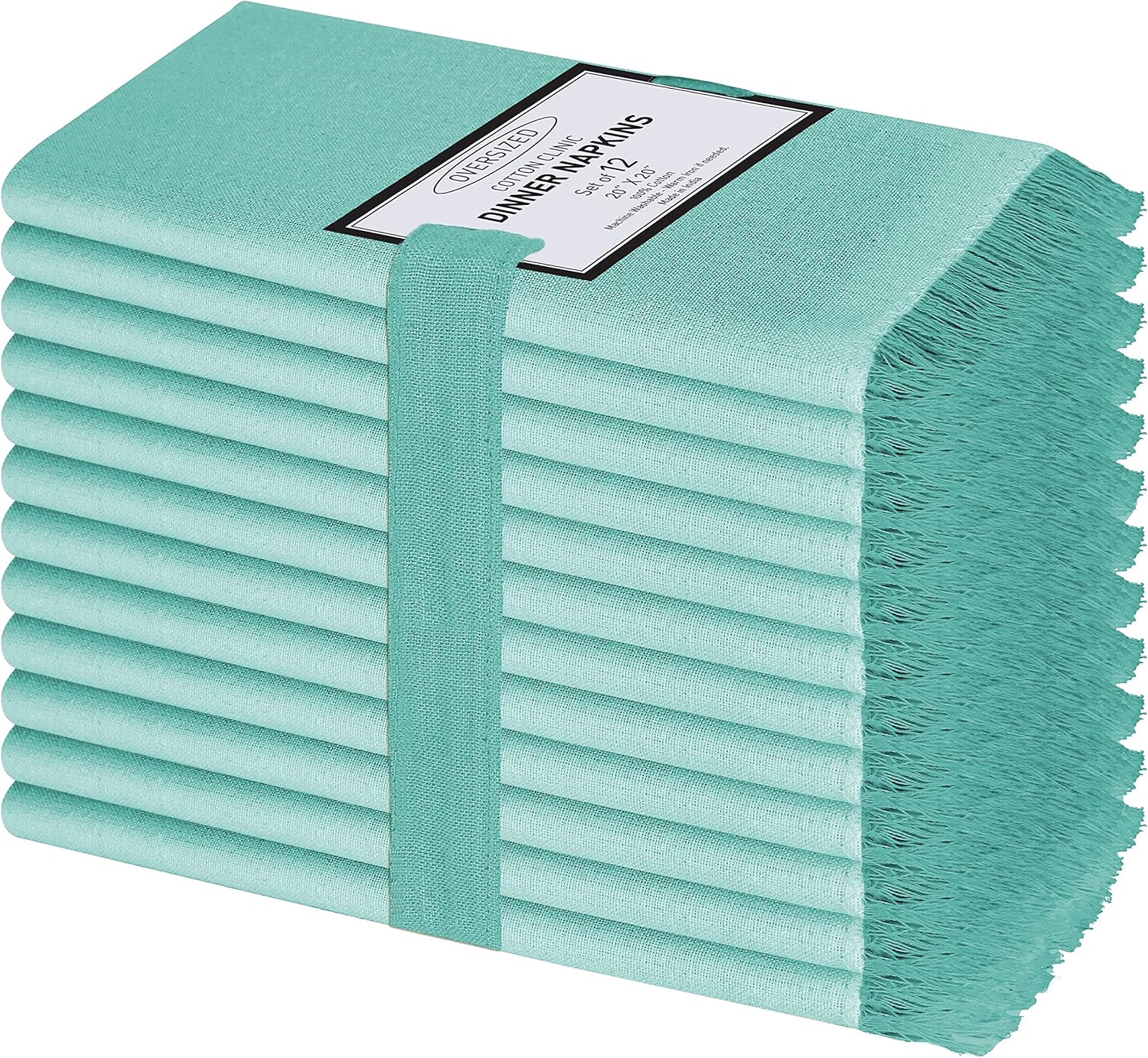 Cotton Clinic Cloth Napkins Washable Set of 12 with Fringes 50x50 cm