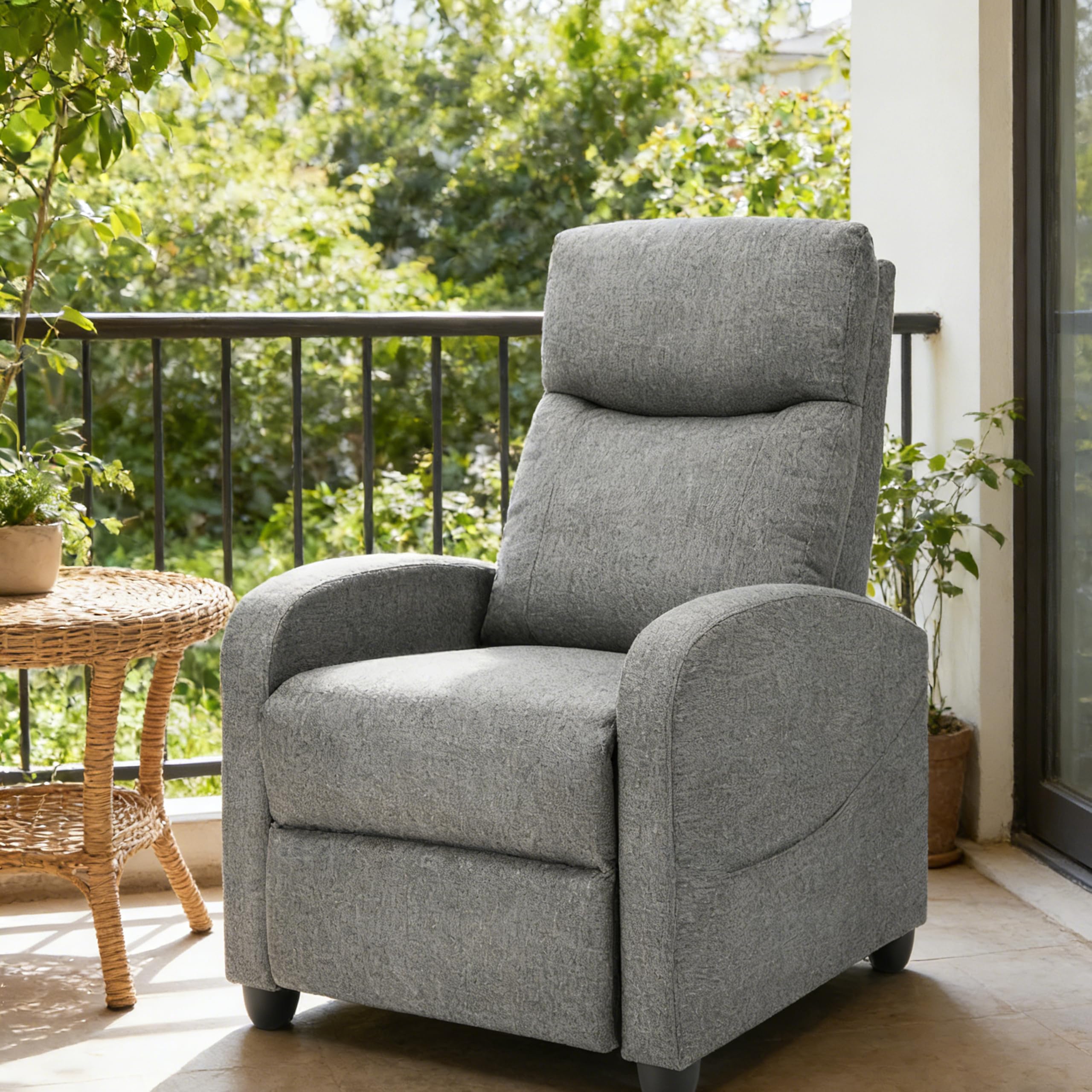 Simple Deluxe Recliner Chair - Adjustable Push Back Fabric Recliner, Perfect Reading Chair & Sofa Chair for Living Room Chairs or Bedroom Chair,