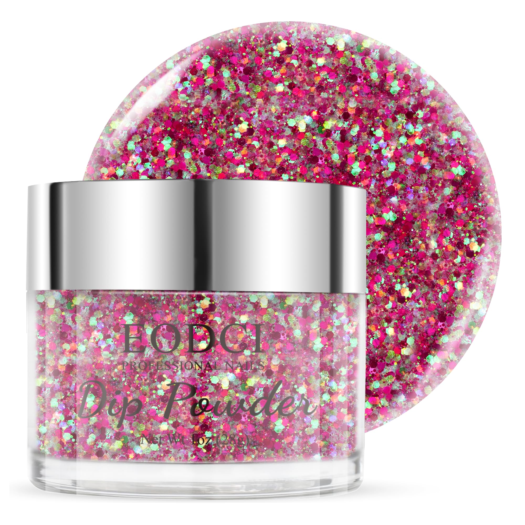 EODCI 1 Oz Sequins Glitter Red Green Nail Dip Powder, Odor-Free and Long-Lasting, No Needed Nail Lamp Curing, Dipping Powder French Nail Art Starter