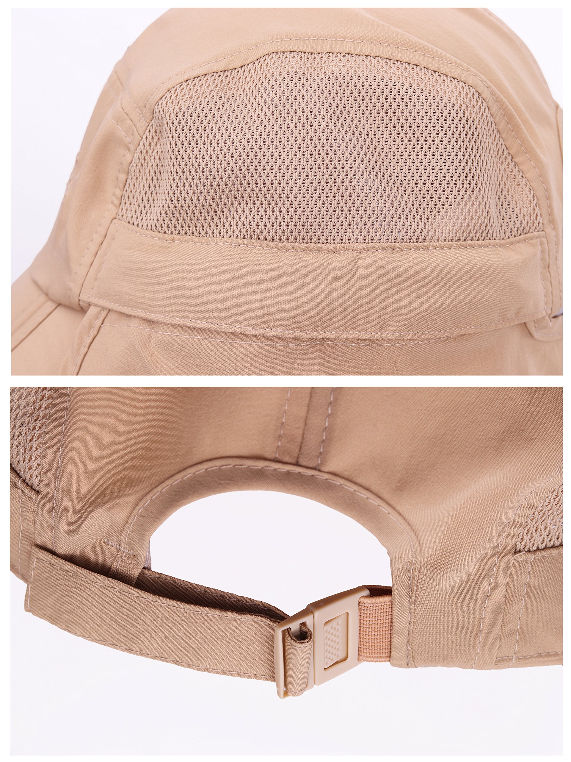 Unisex Safari Cap z bardzo długą ochroną karku, ochrona przed promieniowaniem UV, składana czapka baseballowa na kemping, do aktywności na świeżym powietrzu, dla obwodu głowy 50-54 56-60