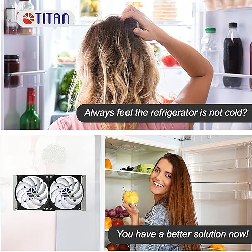 Miniatura 2 de Titan- Ventilador de enfriamiento para ventilación de montaje en rack doble de 12 V CC para refrigerador y rejilla de ventilación con controlador de