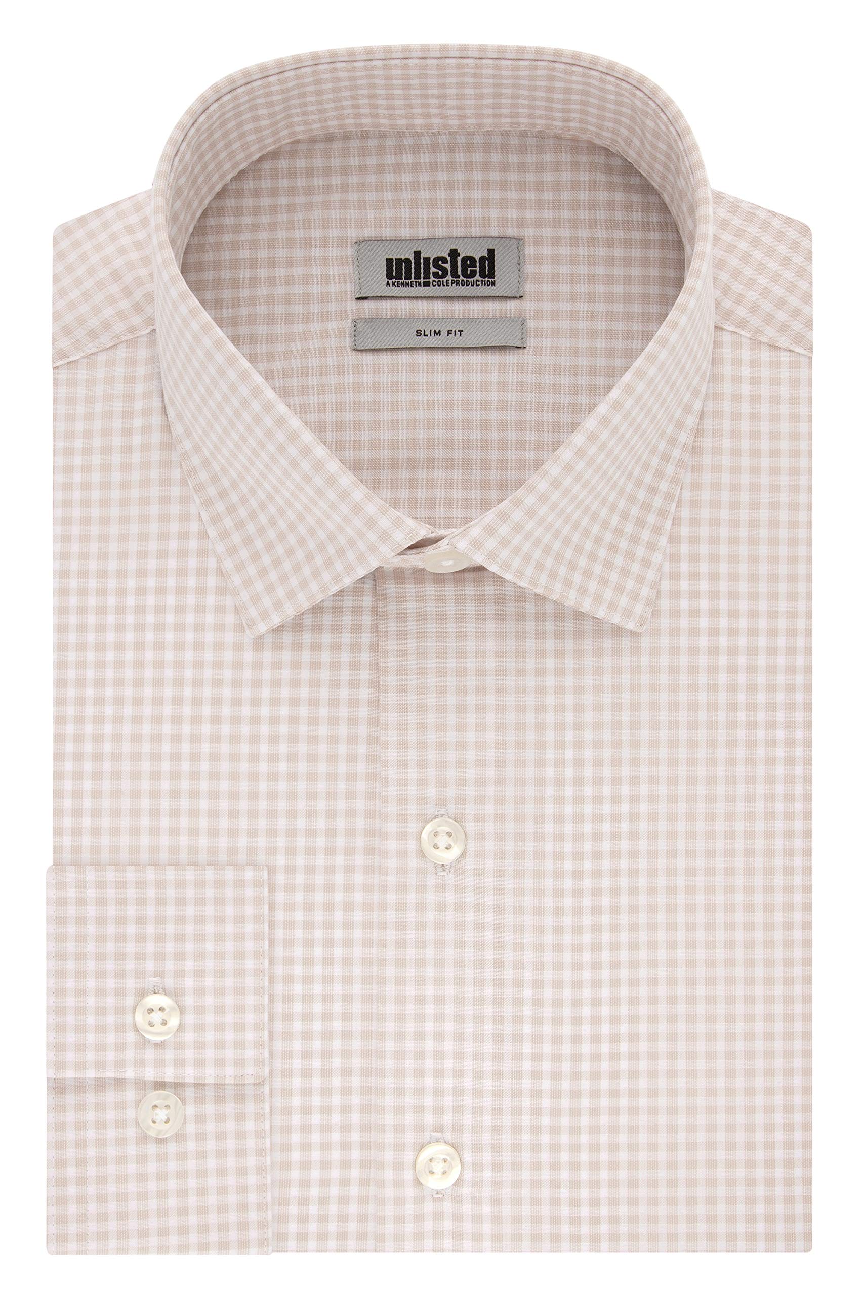 Kenneth Cole New York Kenneth Cole Mens Dress Shirt Slim Fit Checks and Stripes (Patterned)