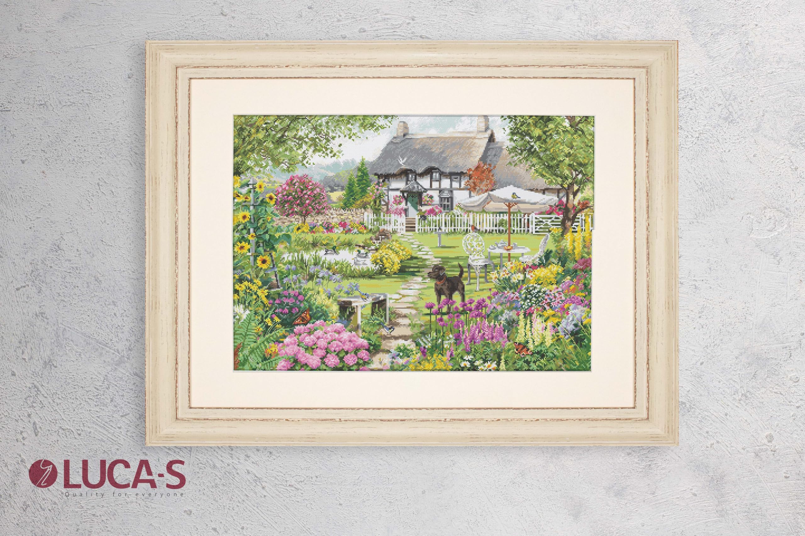 Kit de punto de cruz Luca-S Gold - Cottage Garden, B2412