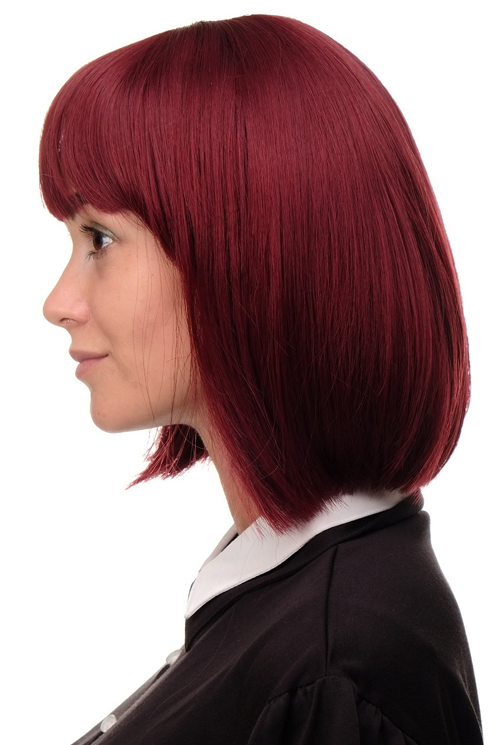 WIG ME UP 7803-39 Lady Quality Wig short Page Long Bob Longbob fringe bangs aubergine pomegranate red, red aubergine (39) - Image 2