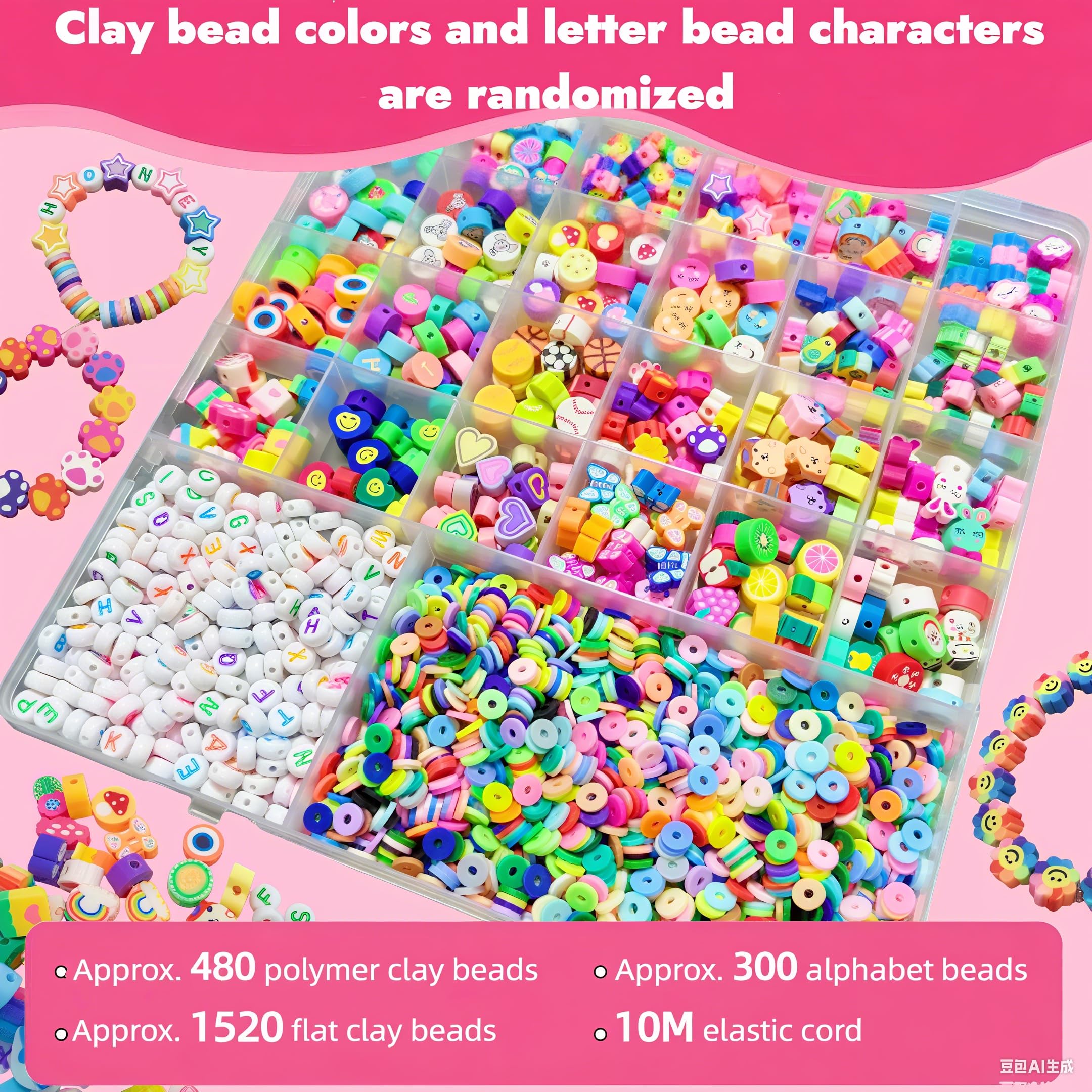 Peaceya 2300 Pezzi Perline per Braccialetti, Kit Braccialetti Fai Da Te, Set Perline Colorate Beads, Kit per Fare Orecchini