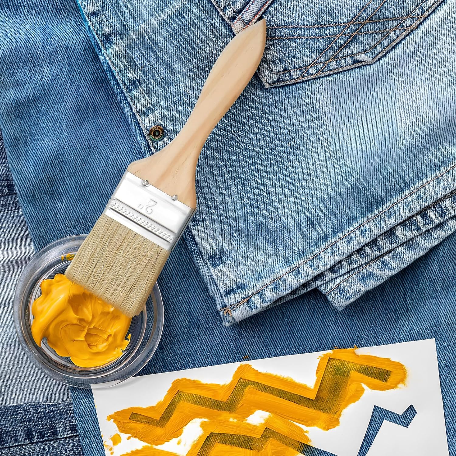 30pcs Thick Wood Handle Paint Brushes 2-inch Varnish and Stain Brushes for Wood, Acrylic Painting, and Home Improvement Projects