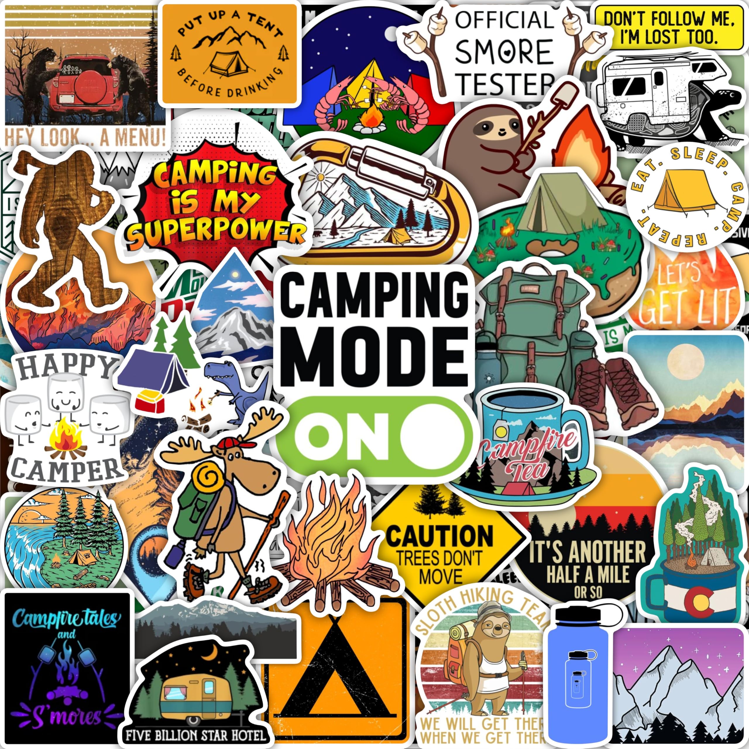 BulbaCraft 100Pcs Funny Camping Stickers, Camping Gifts, Camp Stickers, Camp Life Laptop Decals, Gifts for Women & Men