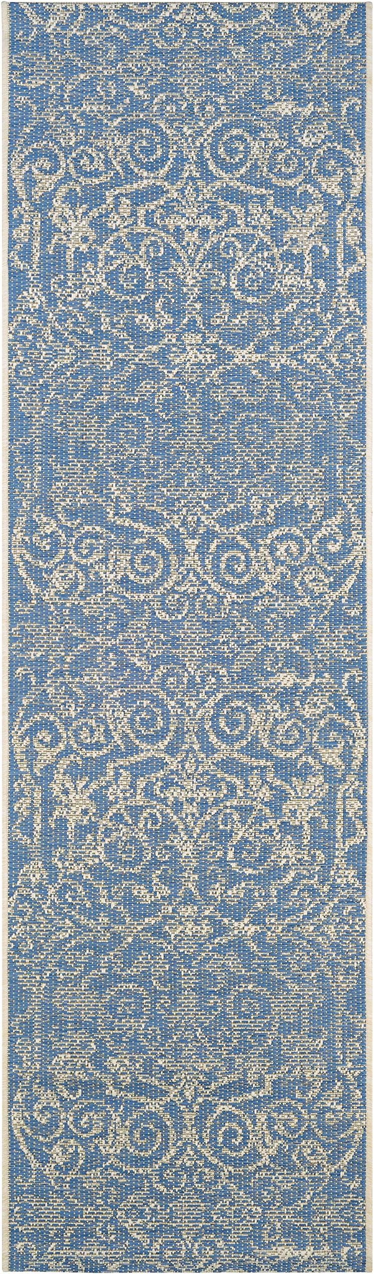 Couristan Monaco Summer Quay Runner Rug, 2'3" x 7'10", Ivory/Sapphire