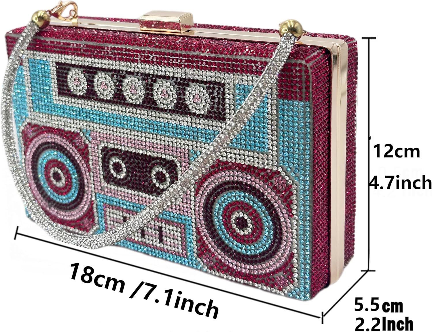 pearl&she Diamond Women Evening Handbags Purse Minaudiere Clutch Bag,Stack of Cash Dollars Crystal Clutch Purses - Image 4