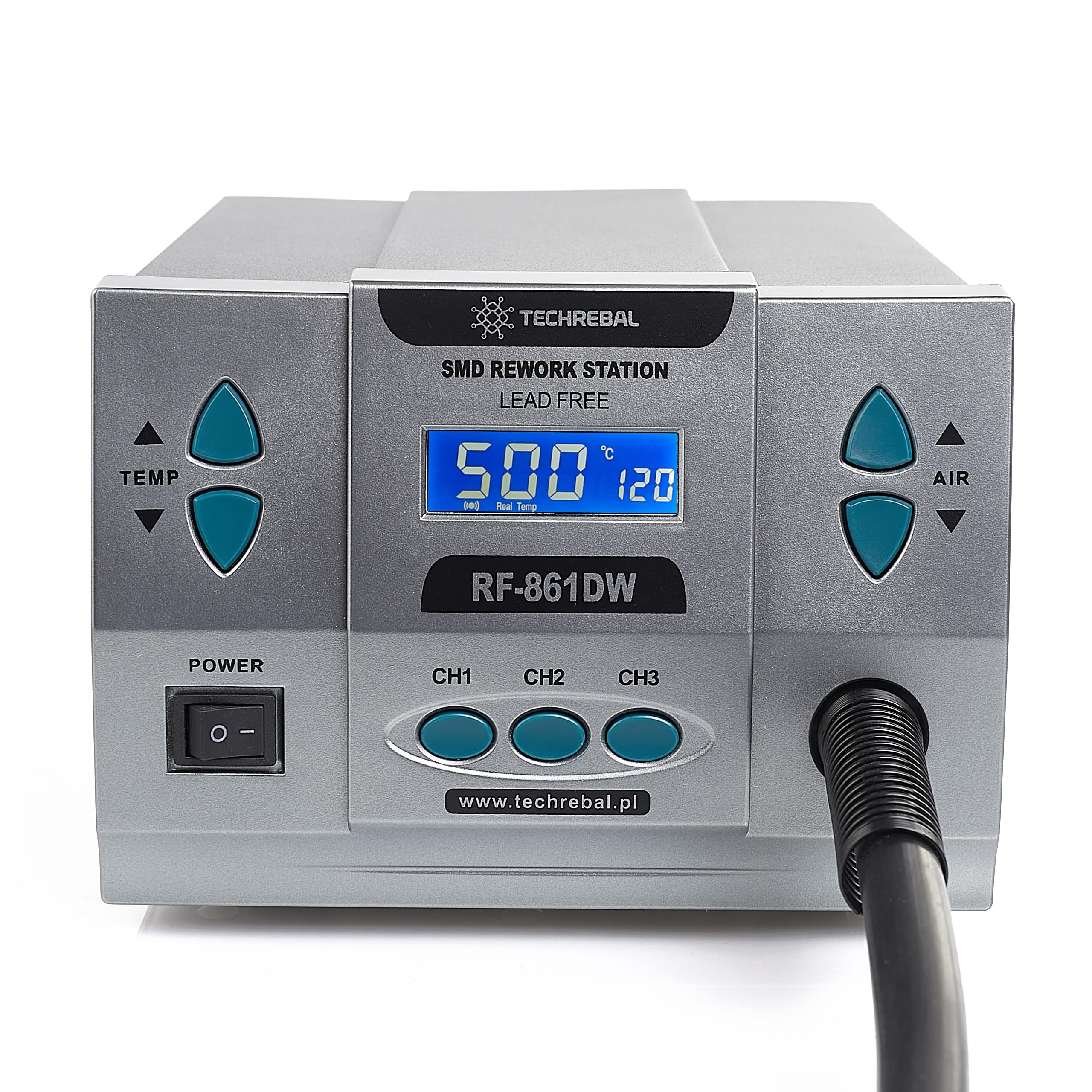 Stacja Lutownicza Hot Air TECHREBAL RF-861DW 1000W Spawarka Do Plastiku Stojak Na Kolbę Hot Air Mocna