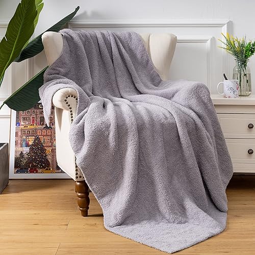 Quinnsus Manta de punto súper suave, ligera, cálida y esponjosa, para sofá y cama, 50 x 60 pulgadas (gris)