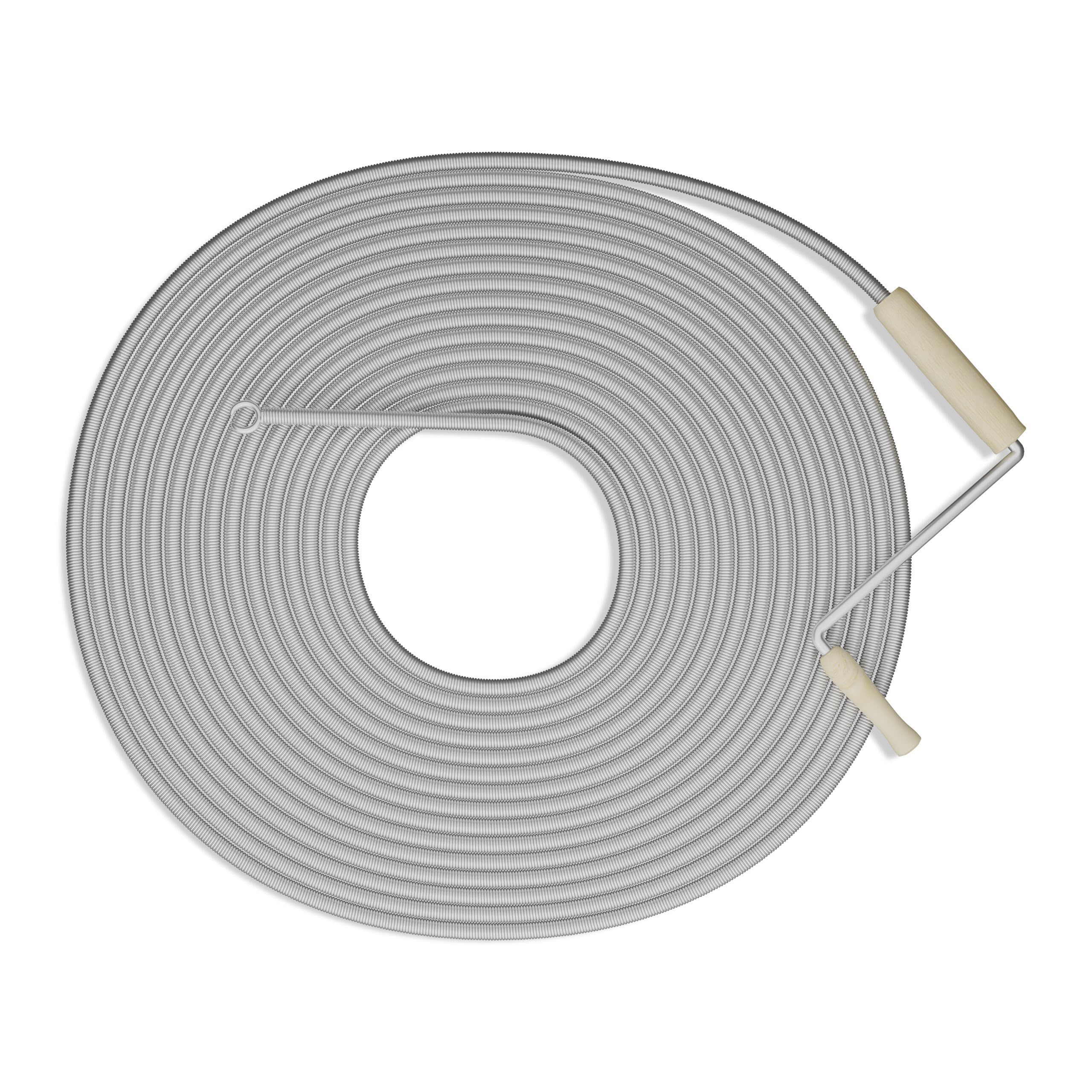 Relaxdays Pipe Cleaning Spiral, Length 15m, Washbasin, WC, Shower, Bathtub, Drain Unclogging, with Handle, Steel, Silver