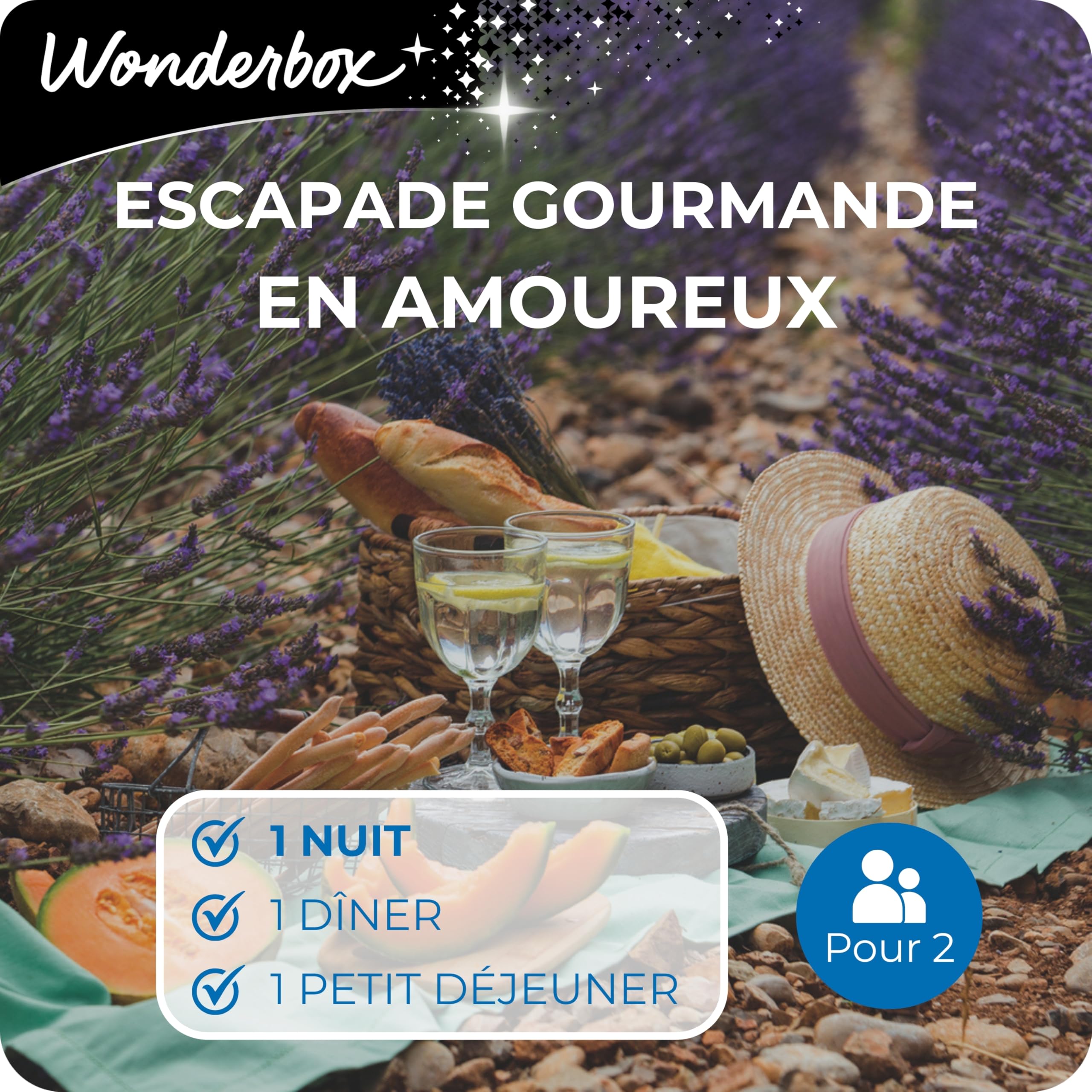 Wonderbox - Coffret Cadeau - Escapade Gourmande en Amoureux - idée cadeau couple