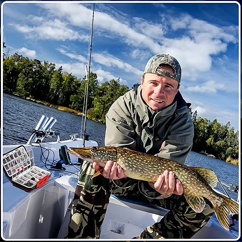 Miniatura 27 de PLUSINNO Kit de accesorios de equipo de pesca, 253/387 piezas, caja de aparejos de pesca con aparejos incluidos, anzuelos de pesca, plomos de pesa