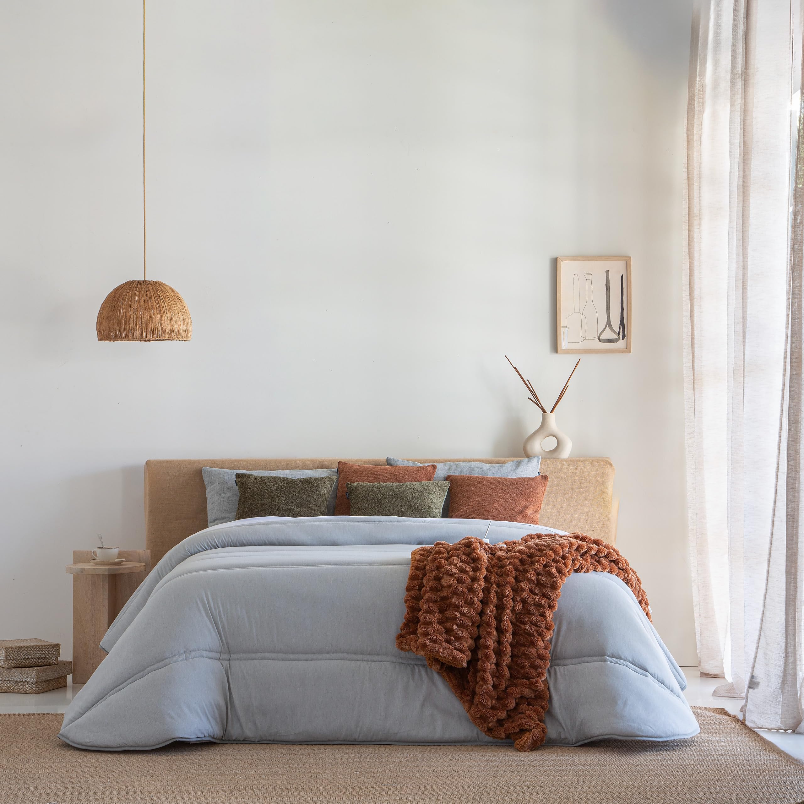 Antilo - Edredón Nórdico Lara Gris para Cama de 150 - Conforter Acolchado de Rayas con Relleno 300 g/m², Tacto Pluma, Calor y Confort para Noches Frías