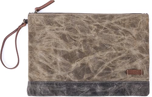 Miniatura 2 de Gootium Bolsa de lápices de lona encerada con cremallera, bolsa de maquillaje con cremallera, carpeta de archivos multiusos, tamaño 13 x 9.4