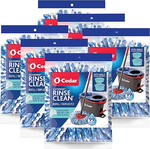O-Cedar RinseClean - Recambio de microfibra para mopa giratoria, 1 CT (paquete de 6)
