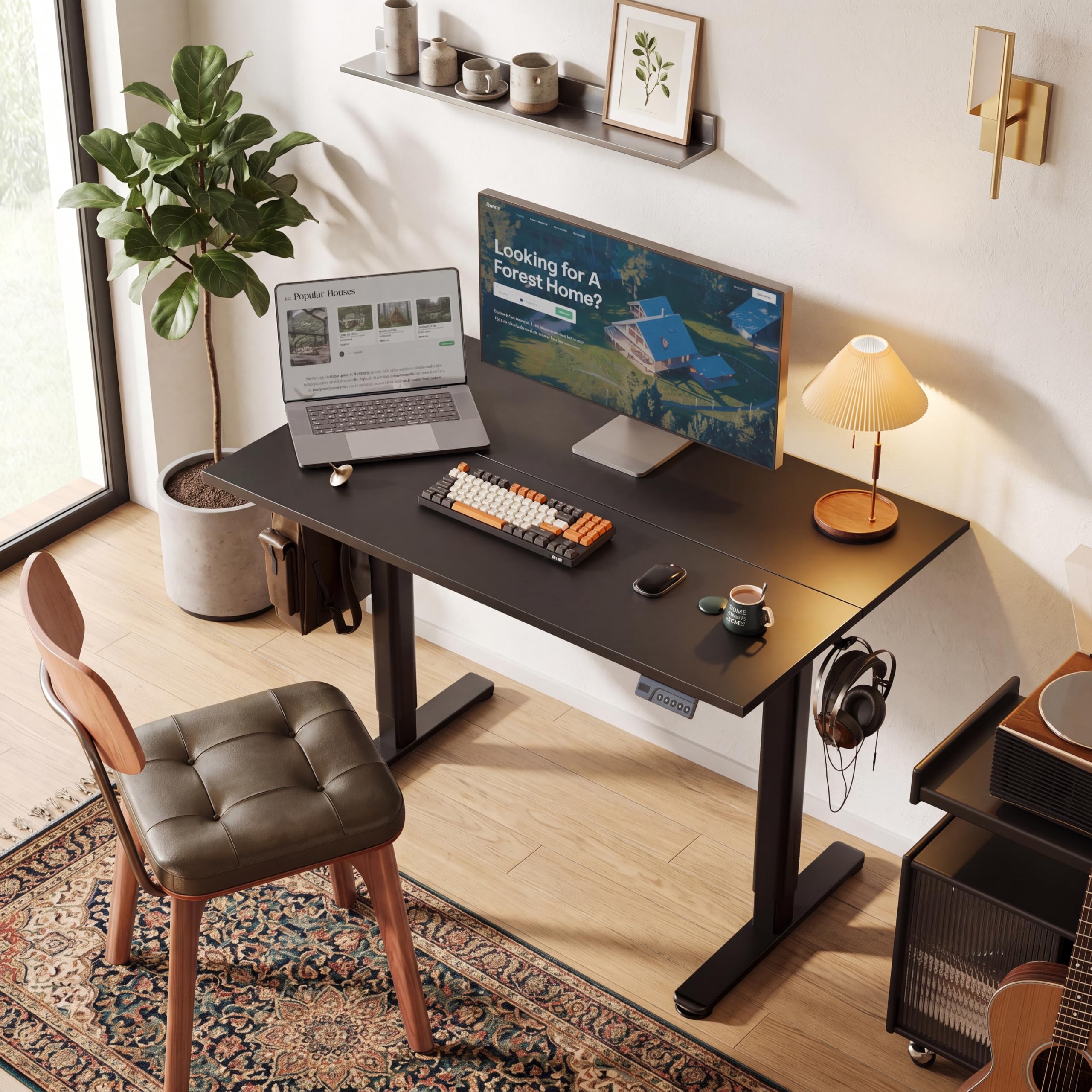 Claiks Electric Height Adjustable Standing Desk, 40x24 Inch, Deep Black view 2