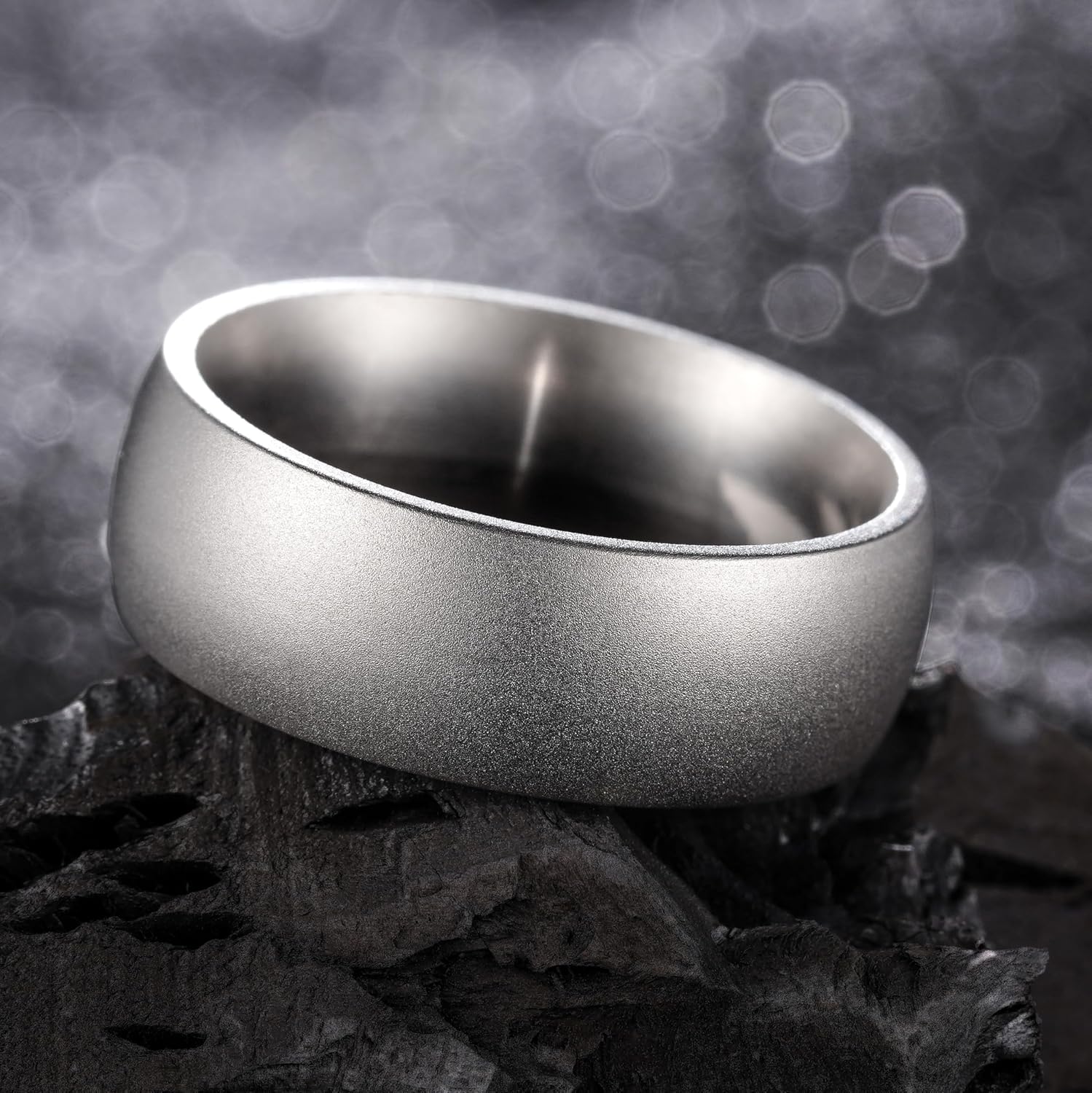 King Will Men's Black Titanium Celtic Knot Wedding Bands 8mm Thumb Rings For Men Beveled Edge Comfort Fit Size 7-12