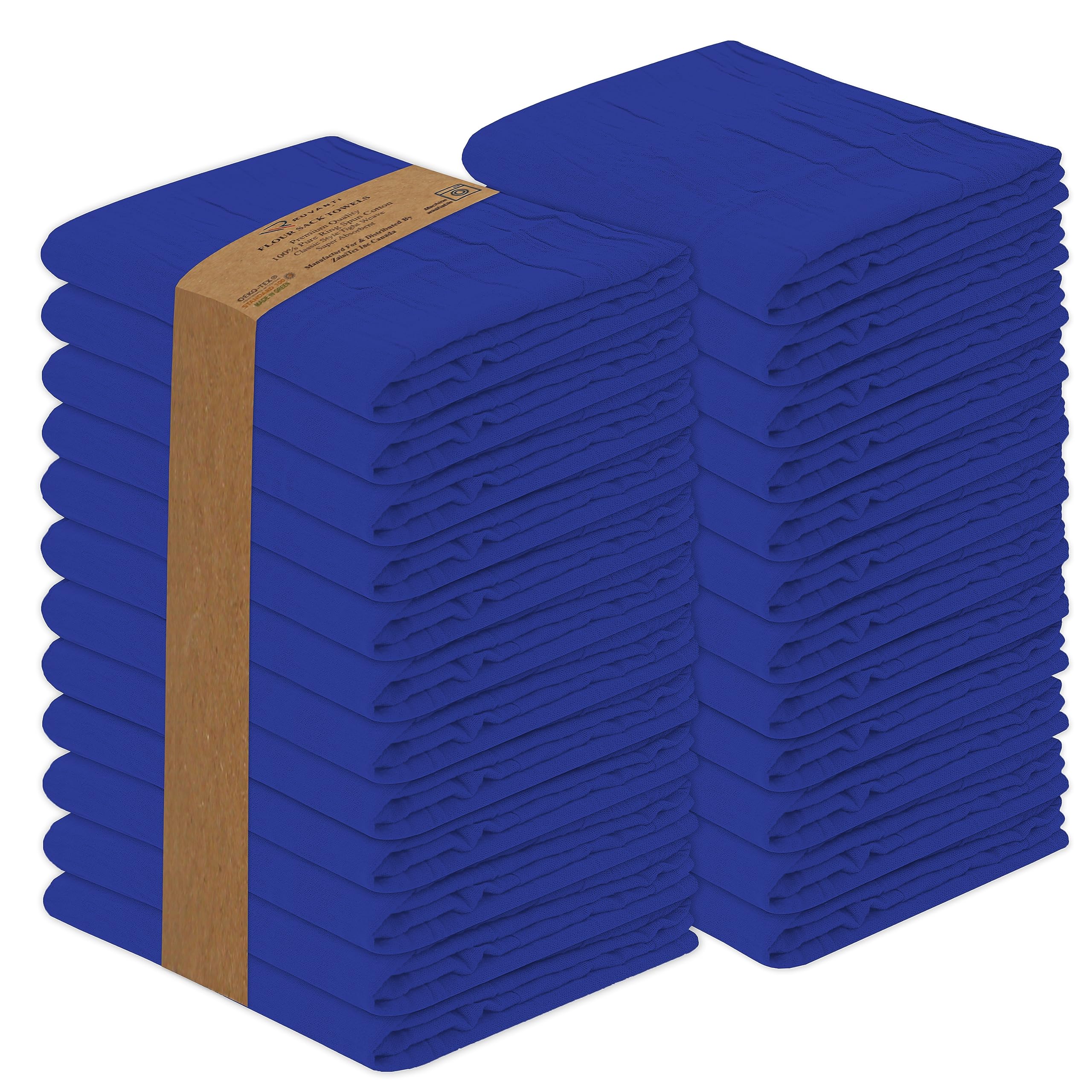 RUVANTI Flour Sack Towels 24 Pack 28x28 Inch, 100% Cotton Tea Towel, Reusable, Machine Washable, Absorbent BarTowels - Dish Cloth Perfect for Drying