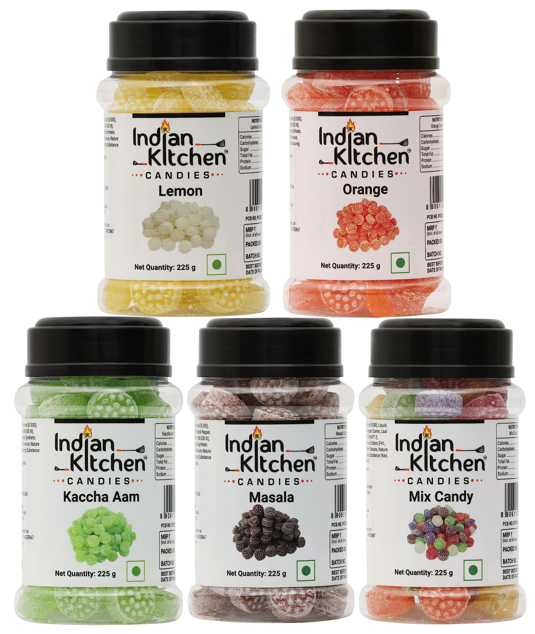 Indian Kitchen Combo of Orange, Lemon, Masala, Kaccha Aam and Mix Candy 225g (Pack of 5) (B07VKMQFRD) Amazon Price History, Amazon Price Tracker