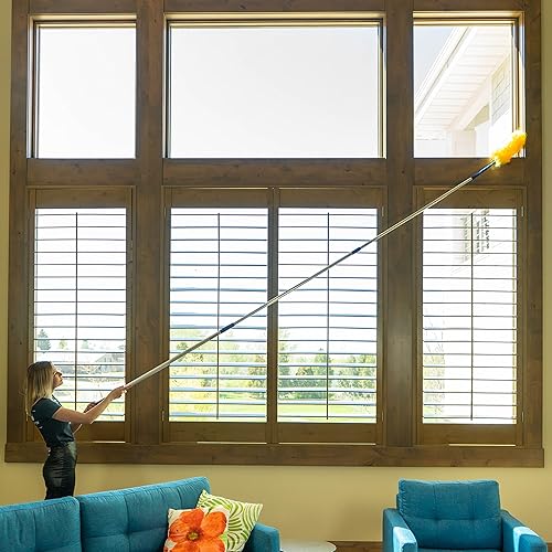 Miniatura 7 de Feather Microfiber Plus Nylon Static Cobweb Duster  Alcanza hasta 20 pies  Kit de plumero Webster de ventilador de techo extensible de 3 niveles