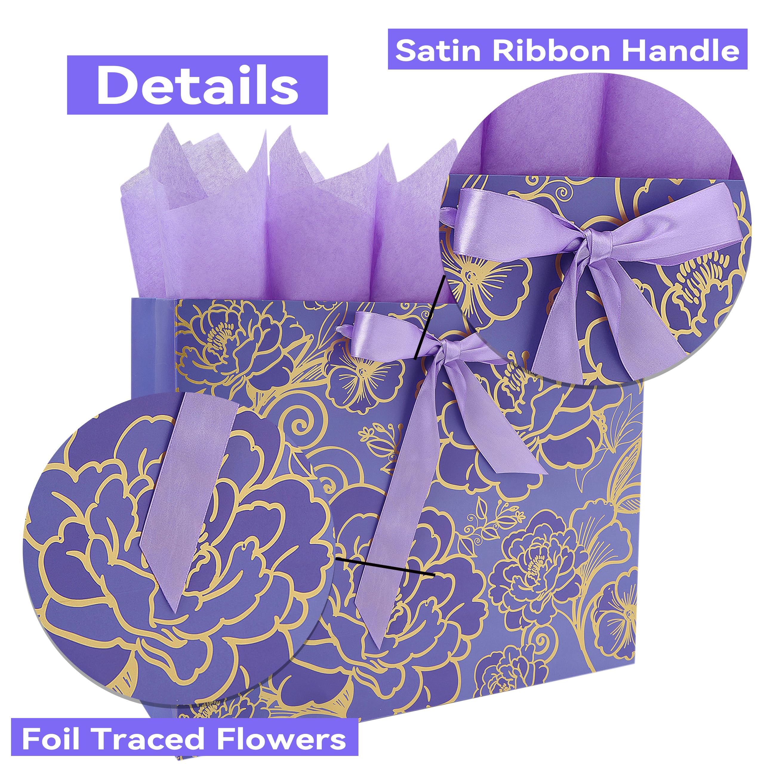 Extra Large Birthday Gift Bag Set - 16.5" With Handles, Tissue, Card & Stickers