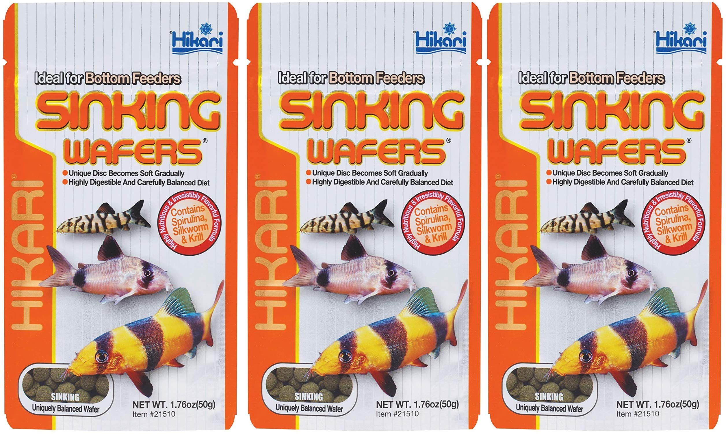 Hikari Tropical Sinking Wafers Fish Food [Set of 3] Size: 1.76 Ounces