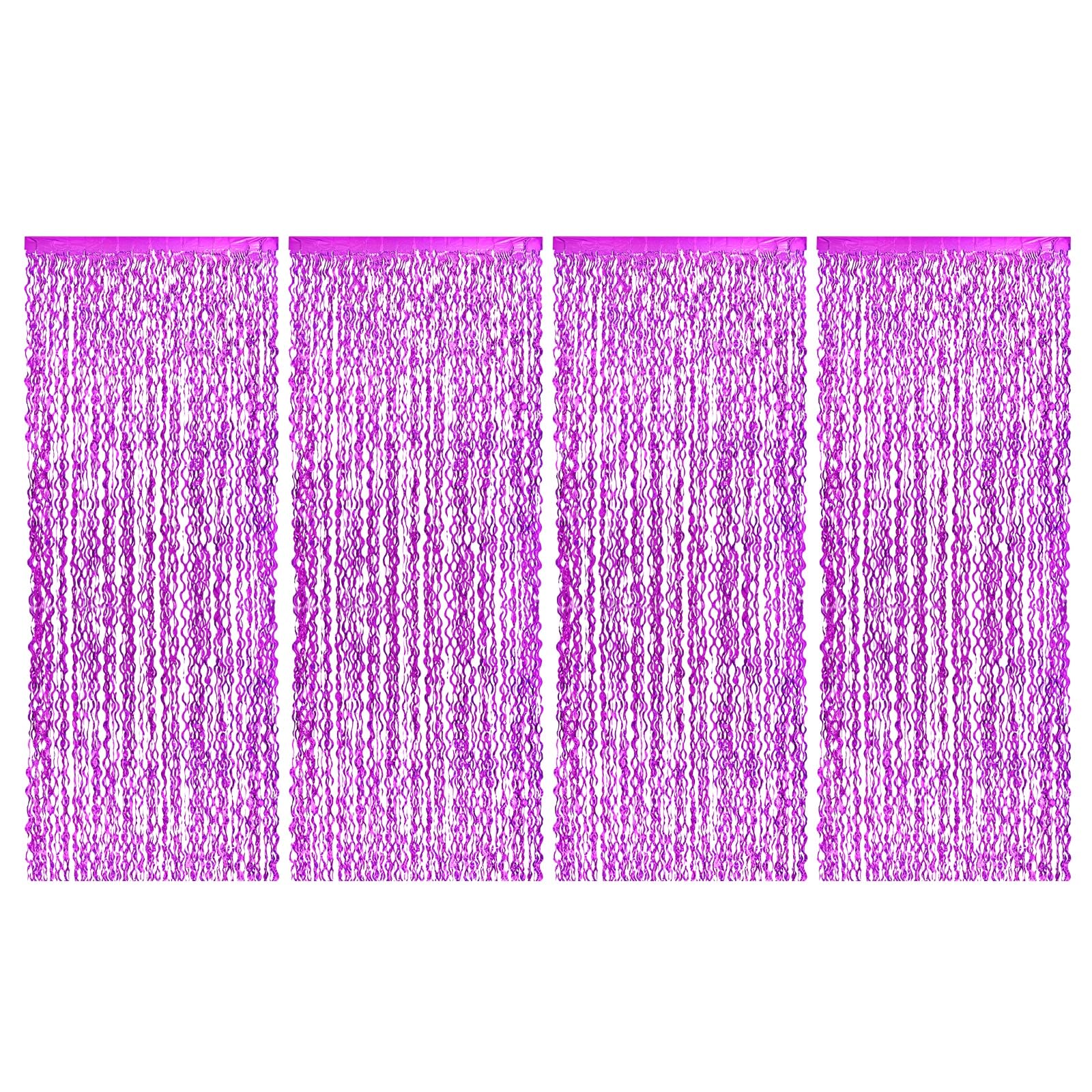 M METERXITY 2-Pack Shiny Wave Tinsel Foil Fringe Curtain 3.3x6.6 ft Metallic Streamers Rose Red Holiday Photo Booth Props Backdrop for Wedding/Birthday/Party/Christmas/Anniversary