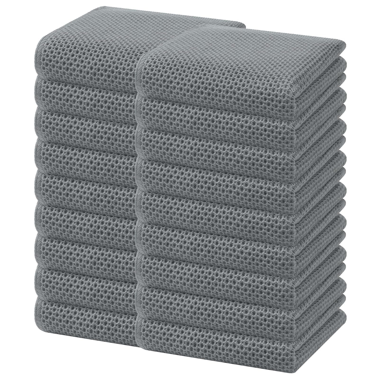Homaxy 100% Cotton Waffle Weave Kitchen Dish Towels 18-Pack, Grey