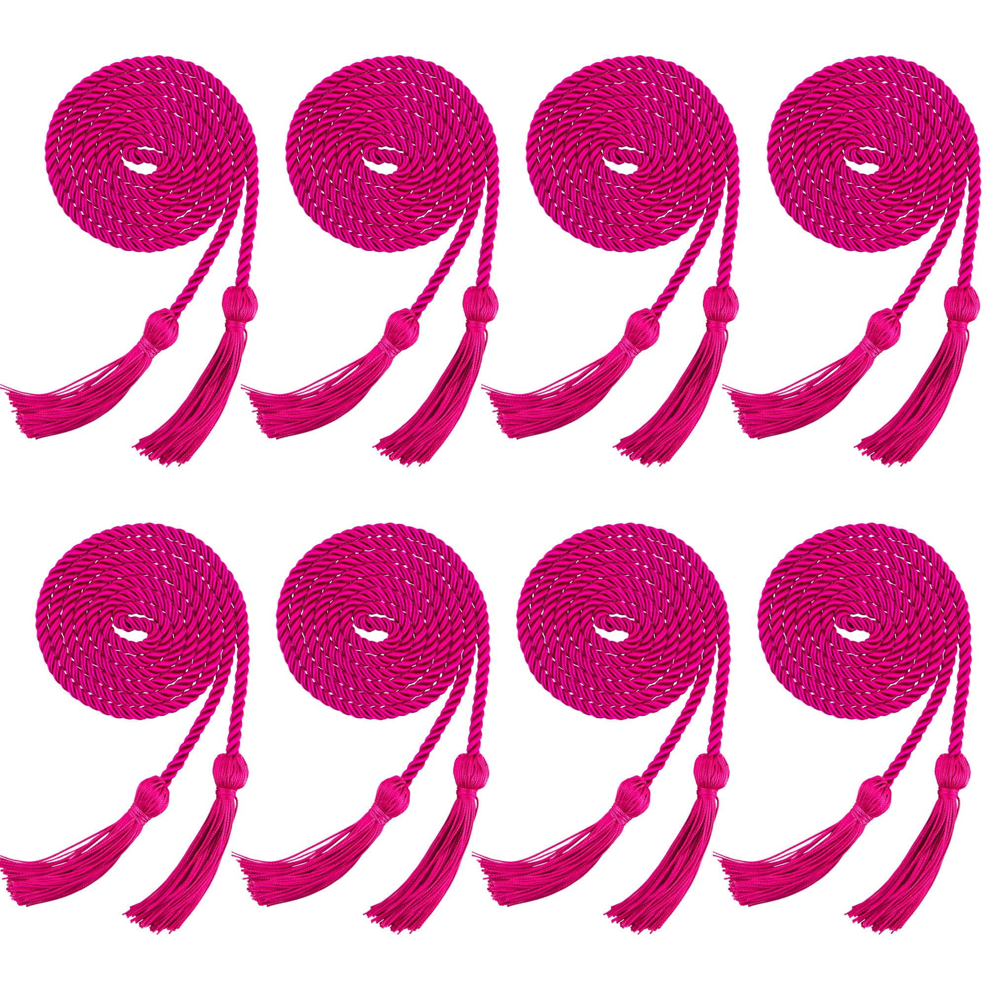 Trounistro 8 Pieces Graduation Cords Yarn Honor Cords with Tassel for College Graduation Students (Fuchsia)