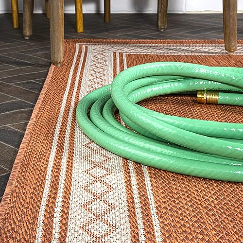 Miniatura 4 de JONATHAN Y SMB207E-4 Lucia - Alfombra clásica con borde de diamante para interiores y exteriores, granja, tradicional, sólida, fácil limpieza,