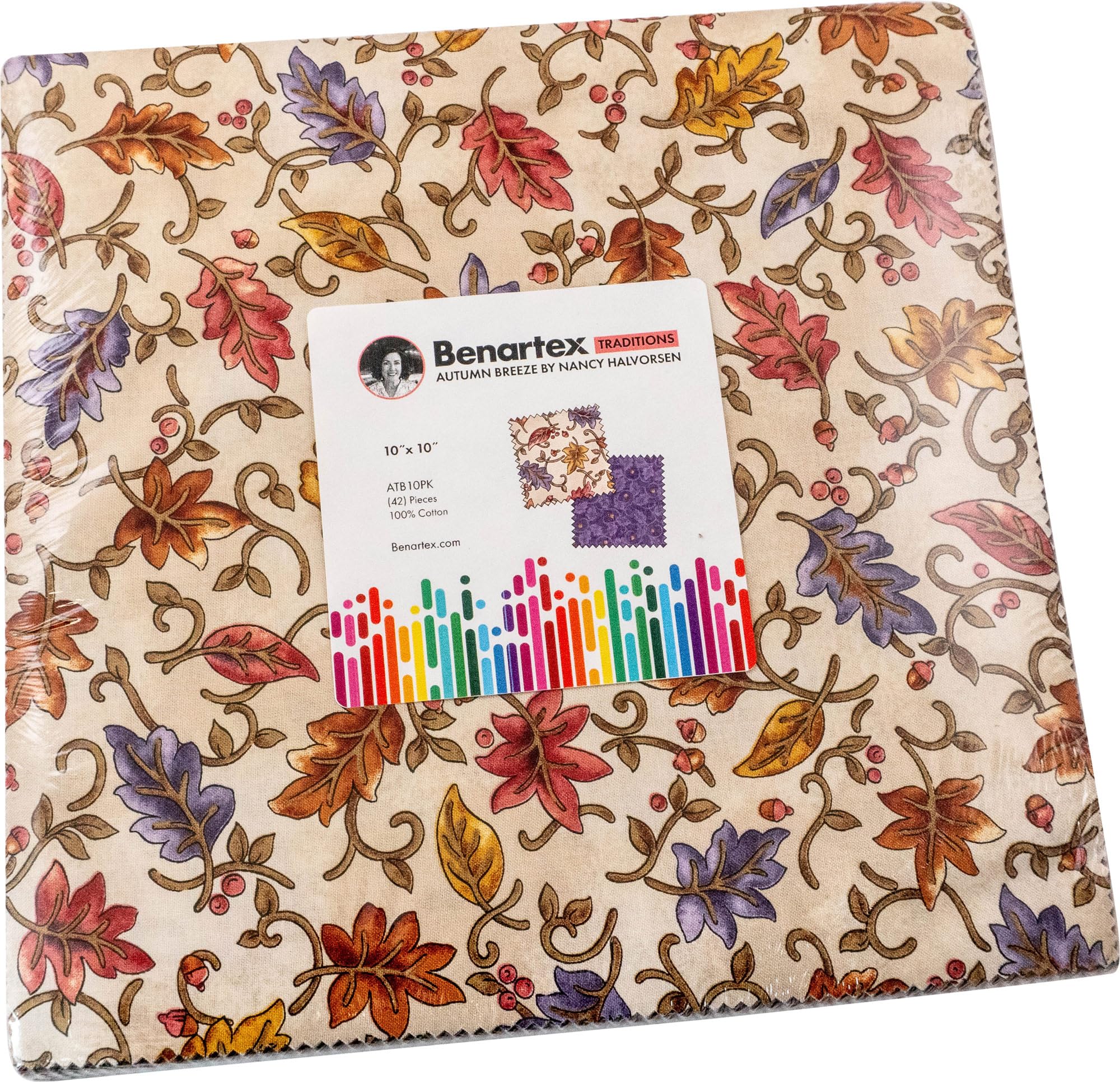 Benartex Assorted Nancy Halvorsen Autumn Breeze 10X10 Pack 42 10-Inch Squares Layer Cake