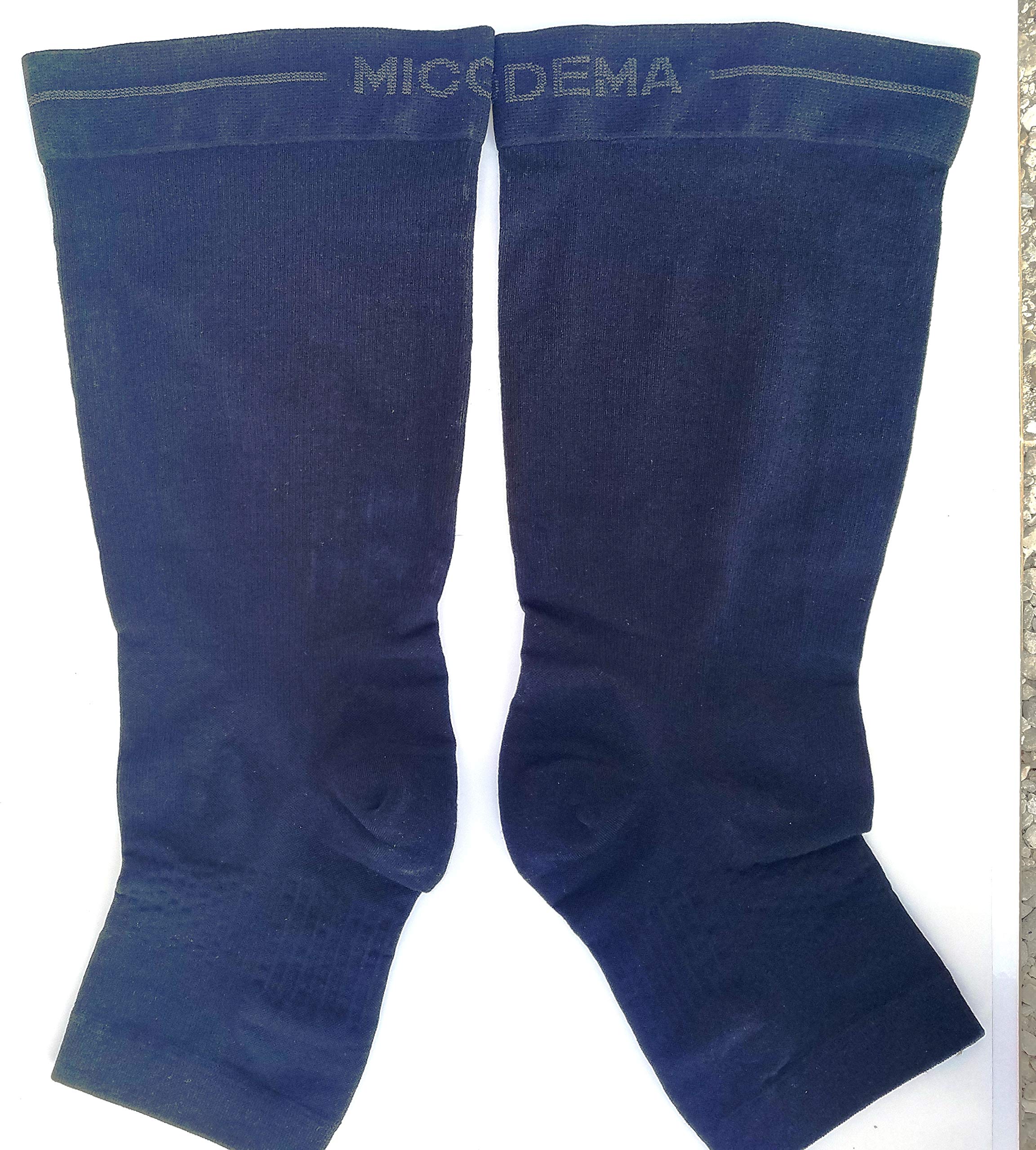 Calcetines de compresión de pantorrilla, unisex, altura hasta la rodilla, para pantorrilla, puntera abierta, plantilla de rizo, soporte para el arco, grado premium.