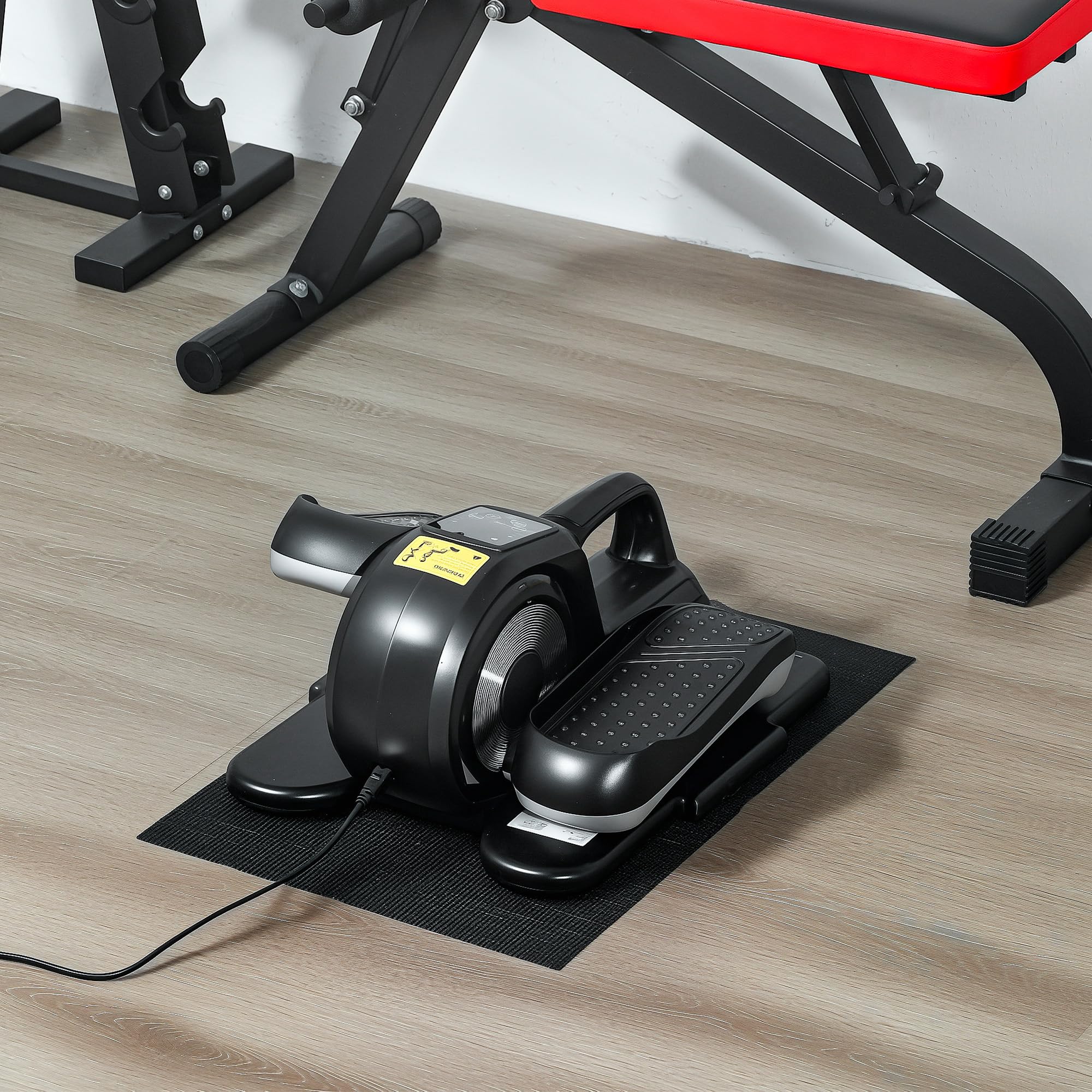 SPORTNOW Elliptique de Bureau, vélo elliptique électrique avec télécommande et écran LCD, 12 Vitesses réglables, pédalier électrique avec Tapis antidérapant, Noir