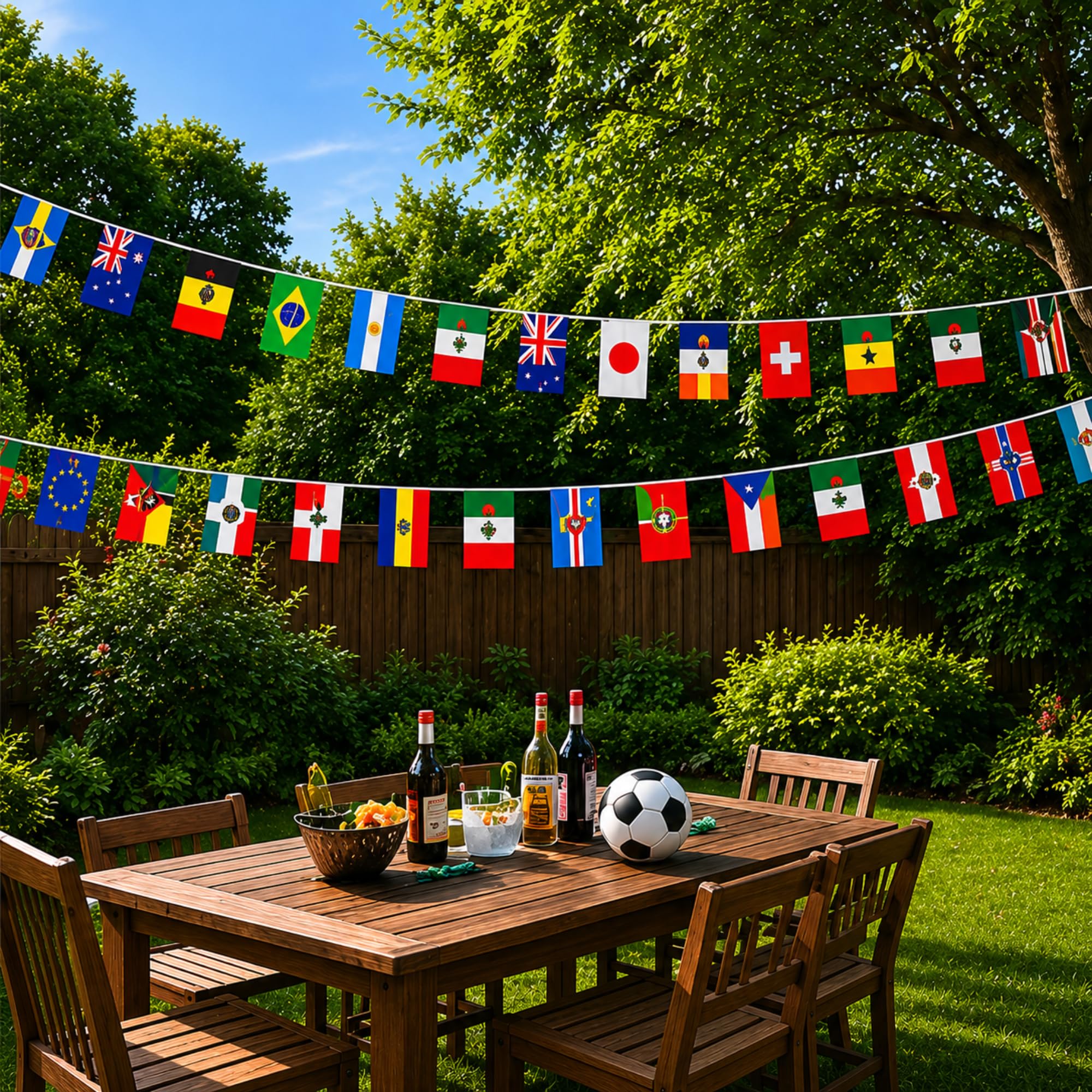 Guirlande Drapeaux Coupe du Monde Football 2026 15m 48 Drapeaux Pays 21x14cm Décoration Supporter