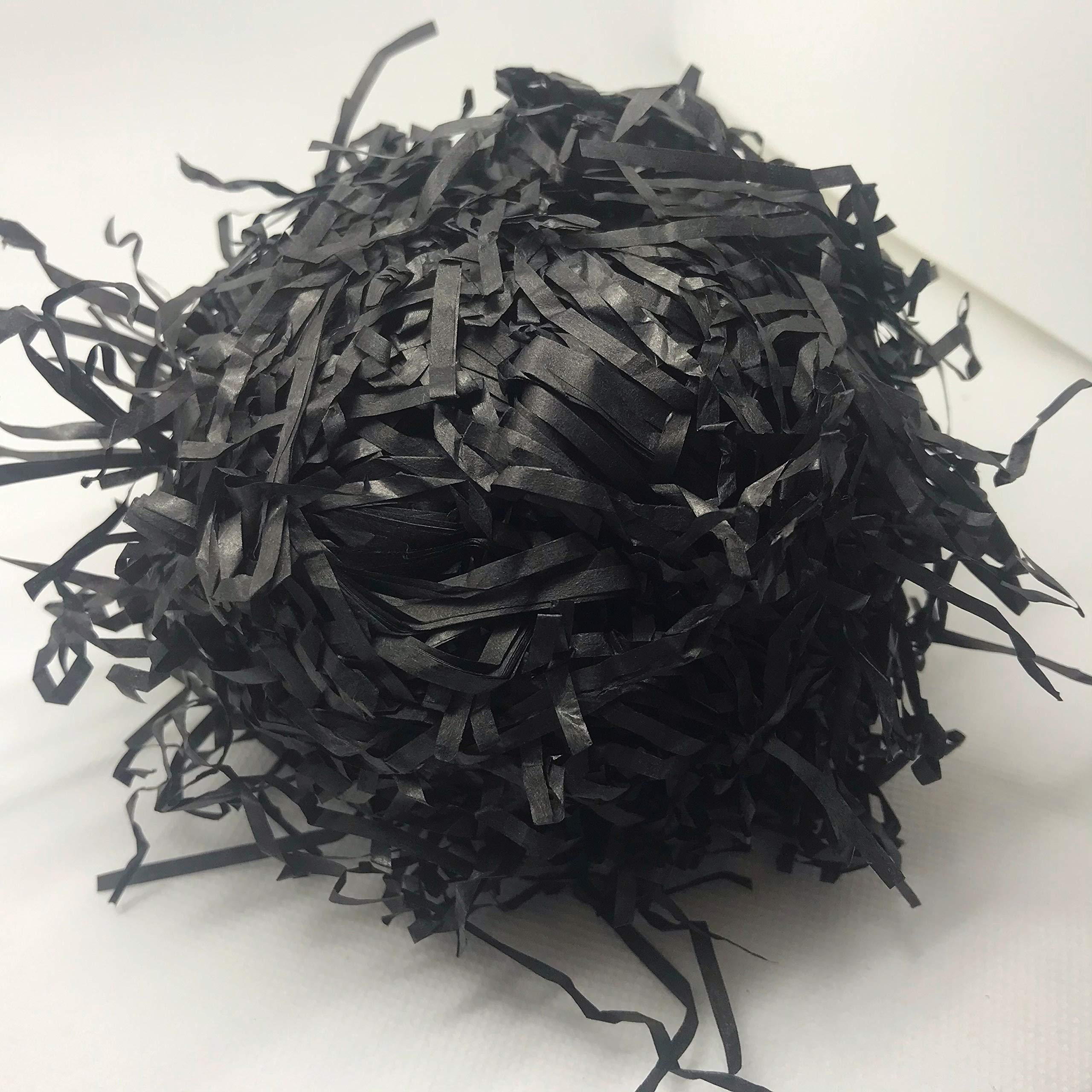 InsideMyNestShredded Tissue Paper Shred Narrow Grass Cut Gift Box Basket Filler Hamper (Black)