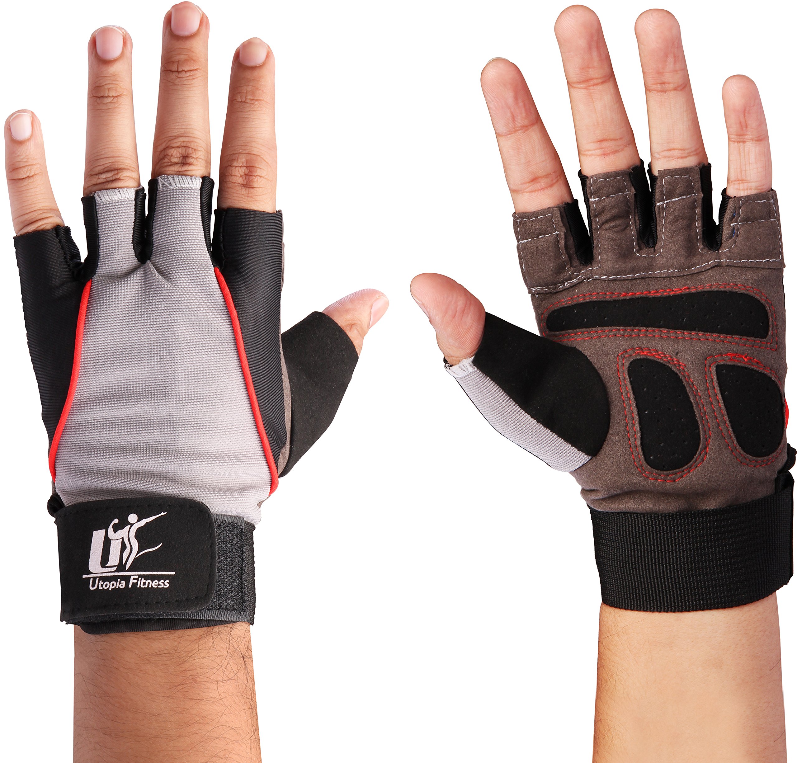 Training Gloves (Black - Small) - 100% Leather and Spandex Material - Ideal for Gym - Workout - Weightlifting - Weight Training - Biking - Cycling - Perfect for Men and Women - by Utopia Fitness