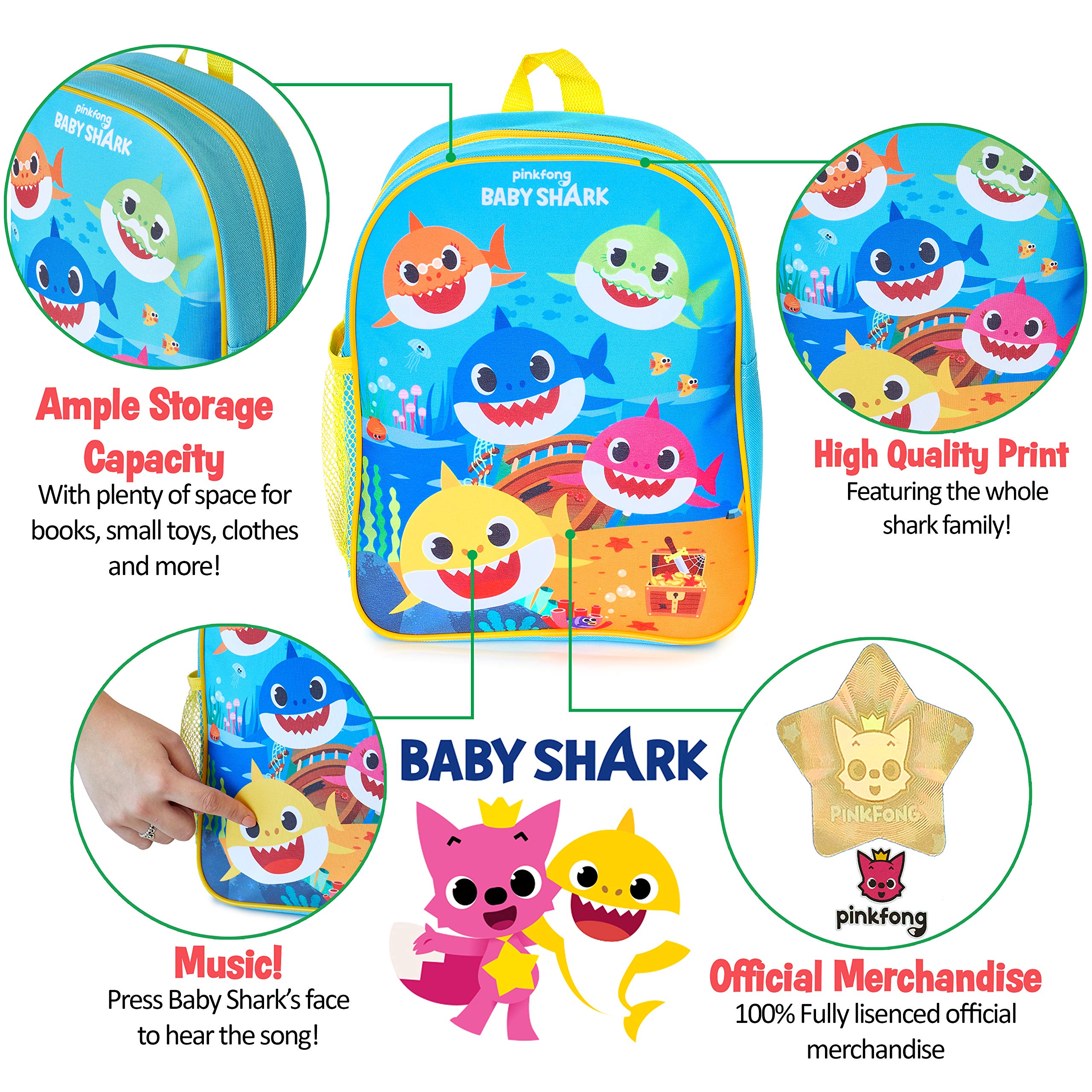 Baby Shark Toddler Backpack with Music Fun Musical Backpack for Kids
