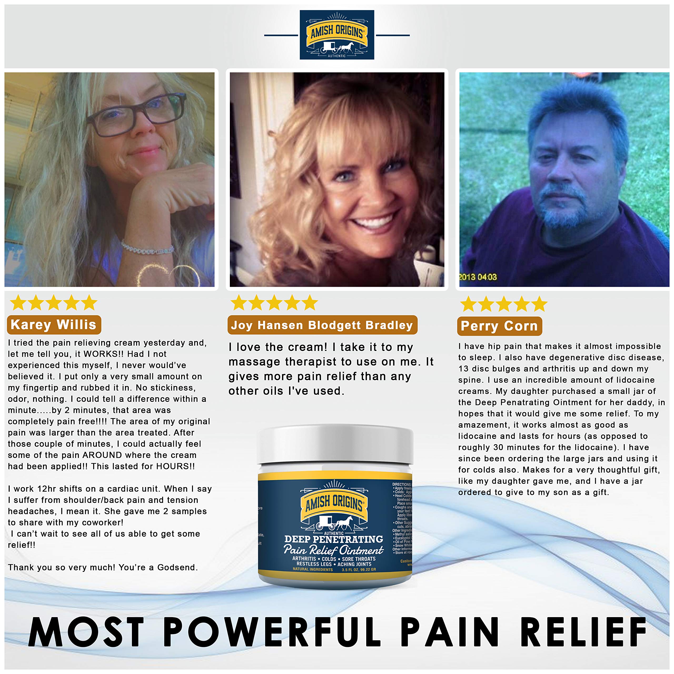 Amish Origins Deep Pain Relief Ointment 7 oz Medicated