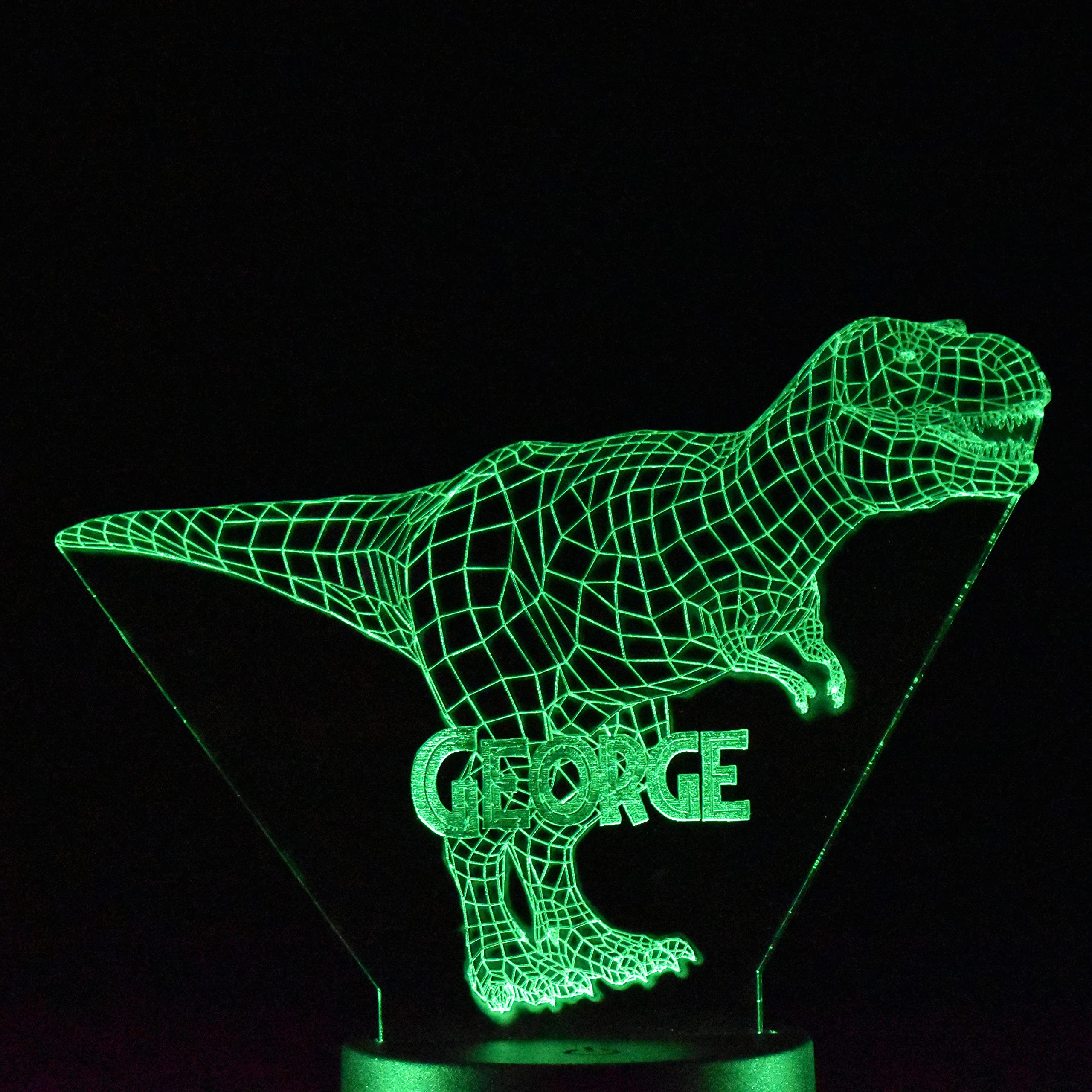 Dinosaur Light for Kids, Personalised T-Rex Nightlight, 16 Colour LED Light Base with Remote + USB Lead, Gift Idea Xmas Christmas Kids Birthday Present