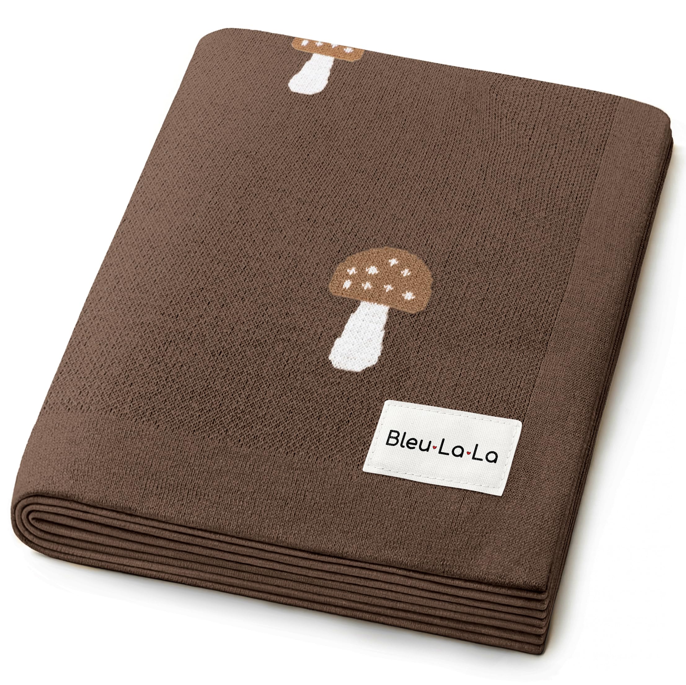Knit Baby Blanket for Girls and Boys 100% Cotton Buttery Soft Cozy Receiving Swaddle Crib Stroller Blanket for Shower Gift Registry for Newborns, Infants, Toddlers (Mushroom - Mocha)