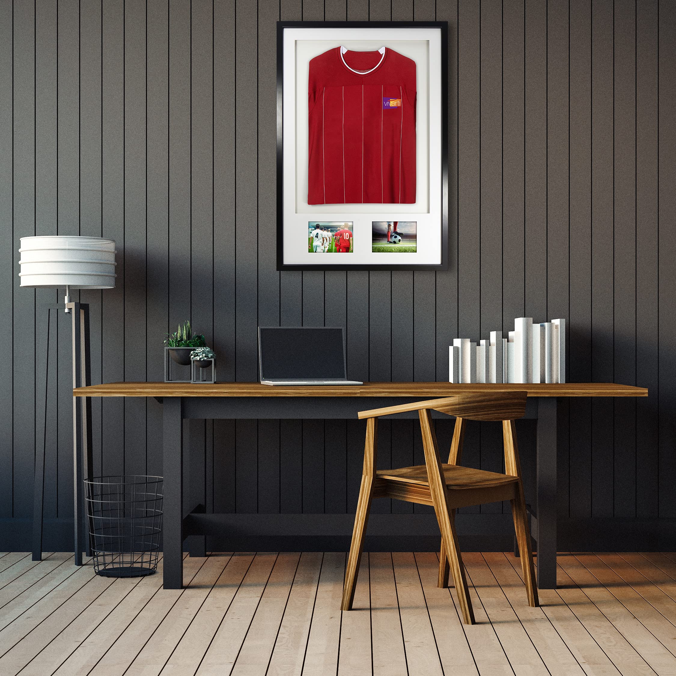 Vivarti DIY Adult 3D Mounted Double Aperture Sports Shirt Display Frame 61 x 91.5 cm - Black Frame, Black Holder, White Back Map