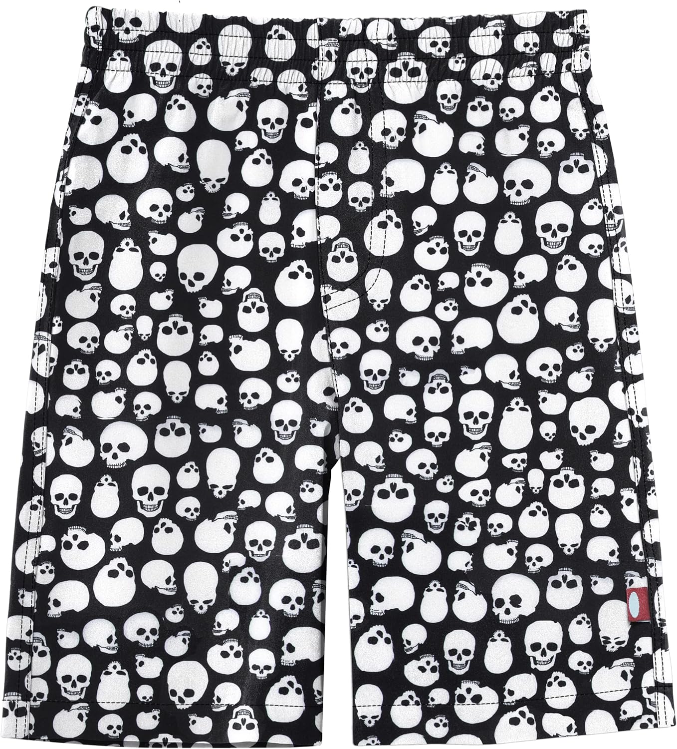 City Threads Infant Toddler Boys Quick-Dry Swim Shorts - UPF 50+, Rashguard Long Bathing Suit Board Trunks - Linerless, Soft, Stretchable Fabric w Spandex - Made in USA - 14, Skulls